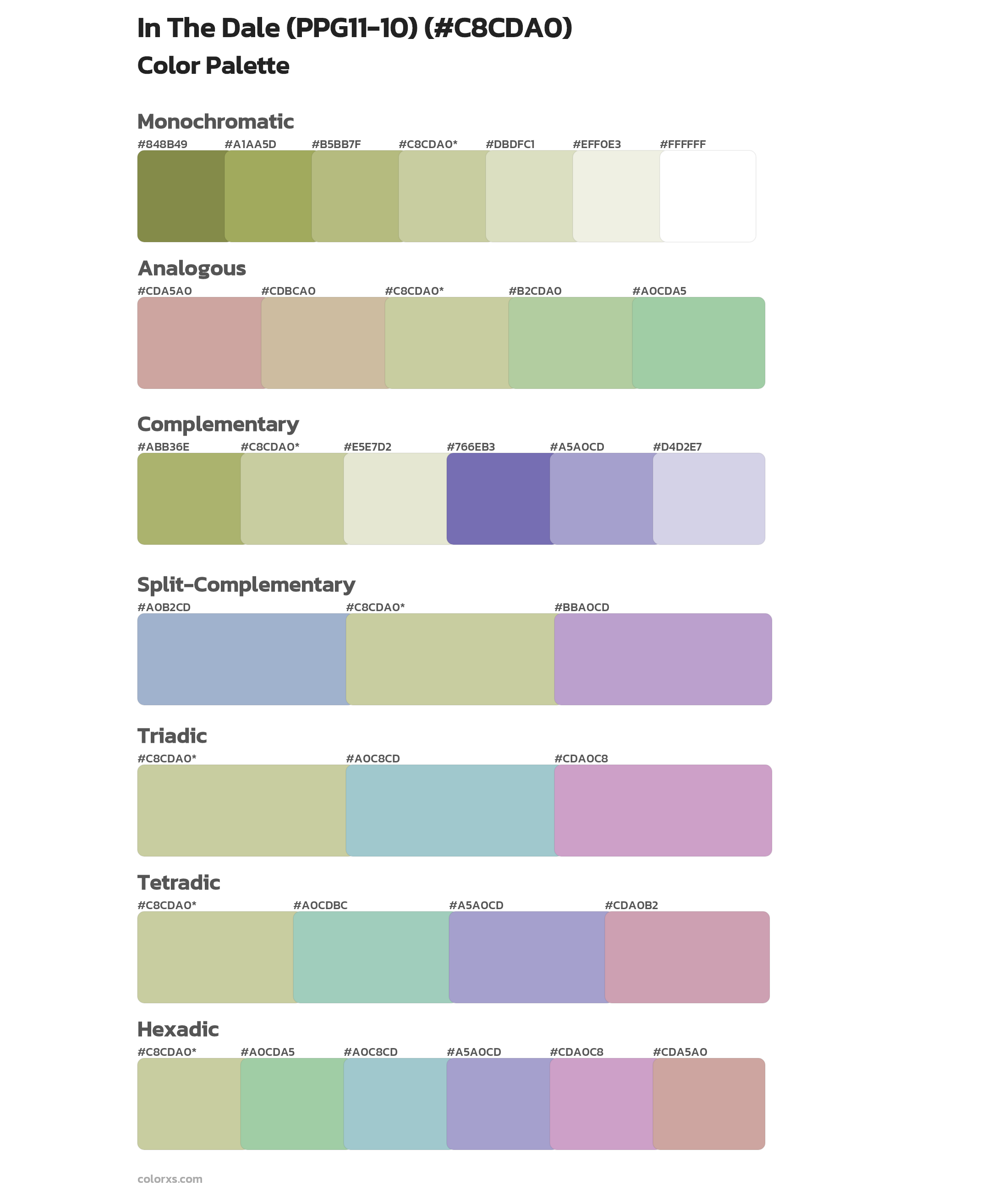 In The Dale (PPG11-10) Color Scheme Palettes