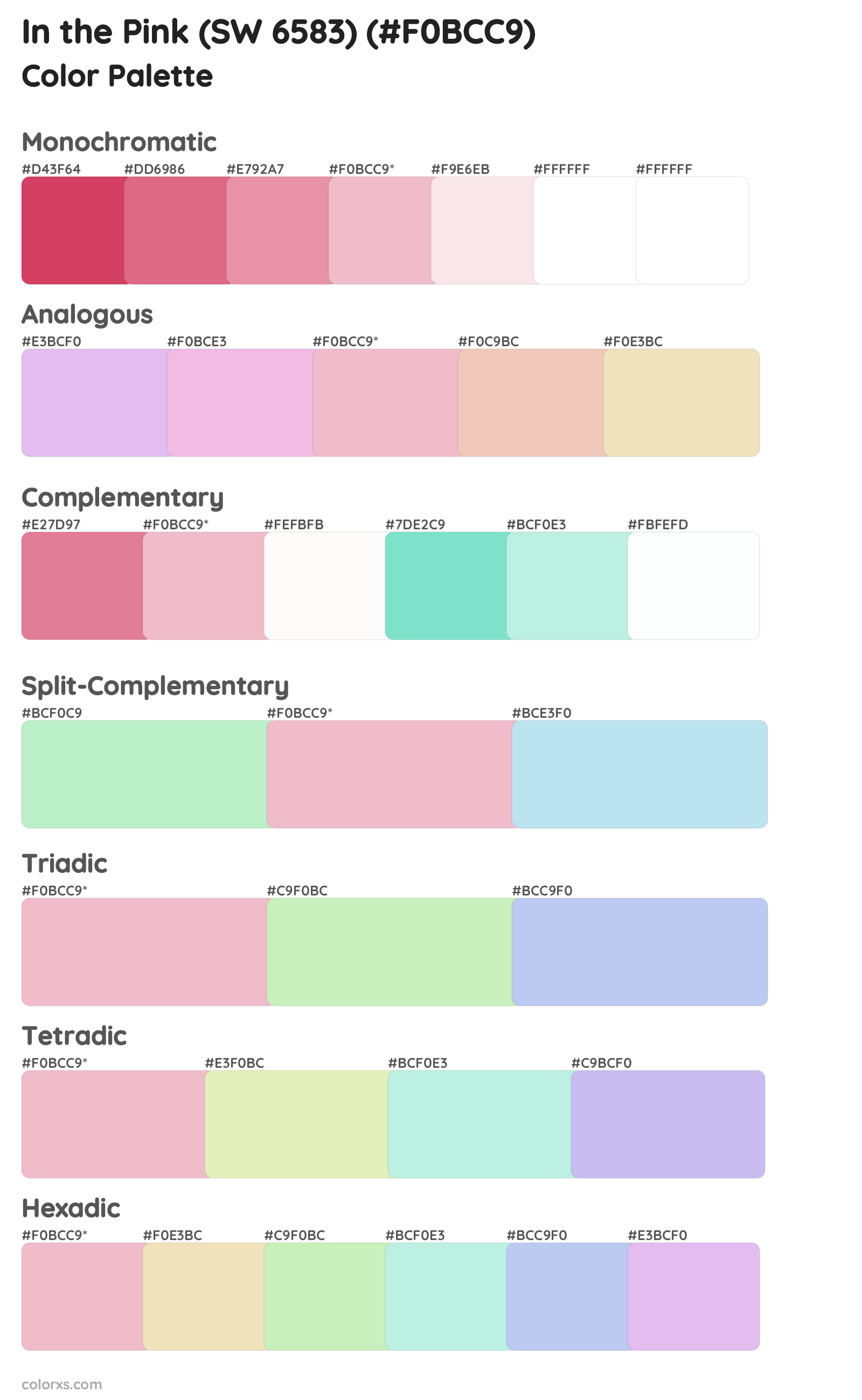 In the Pink (SW 6583) Color Scheme Palettes