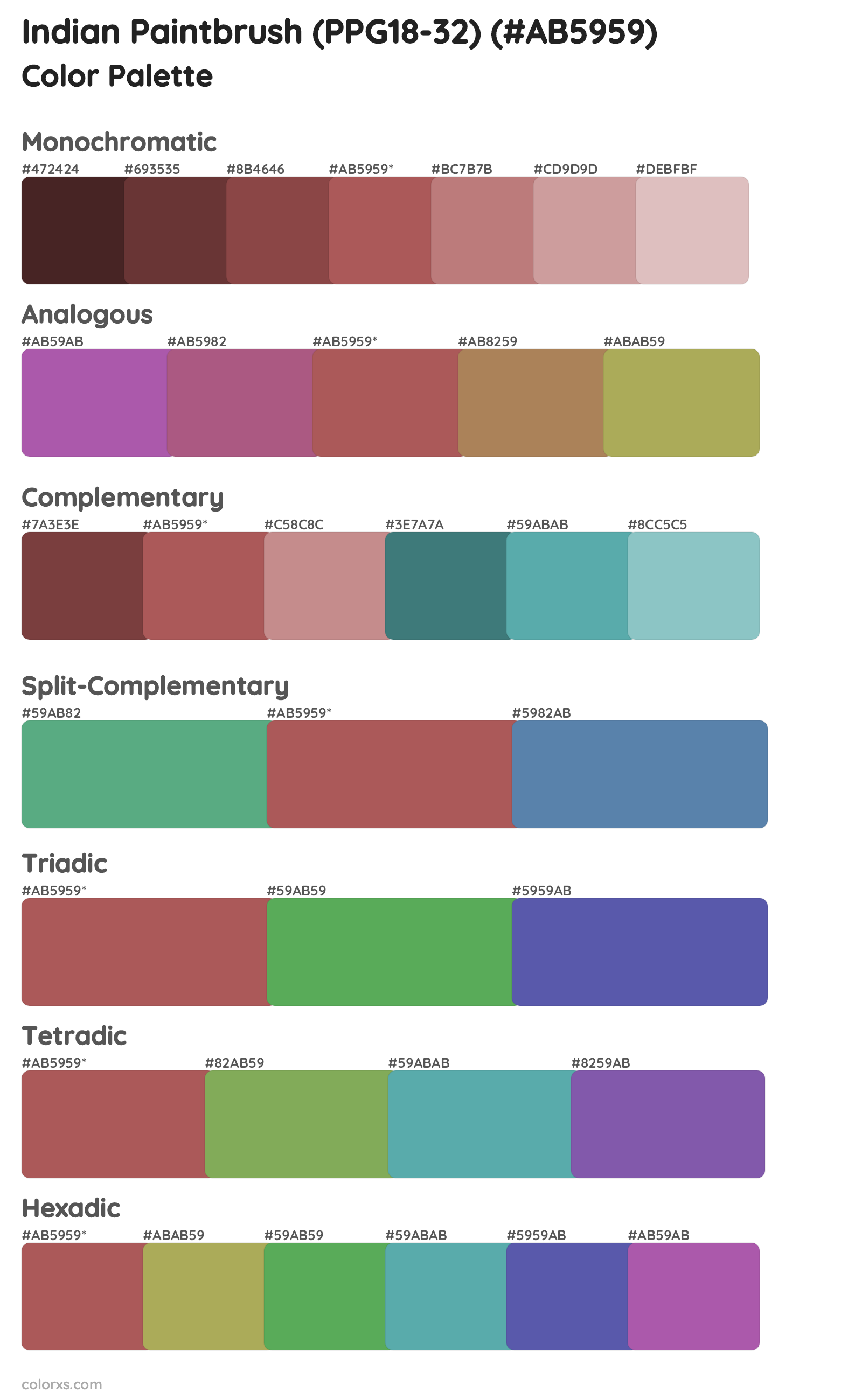 Indian Paintbrush (PPG18-32) Color Scheme Palettes