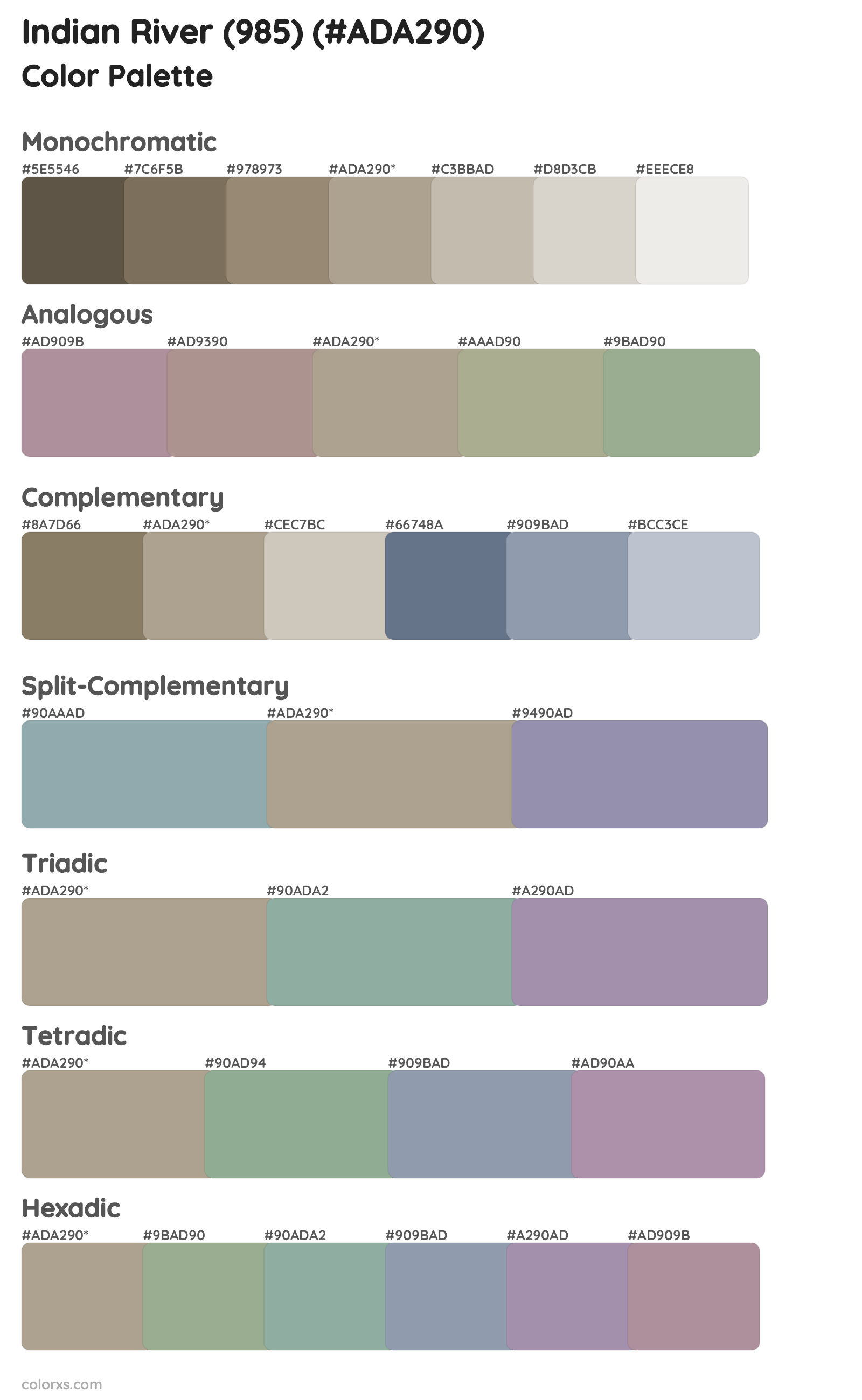 Indian River (985) Color Scheme Palettes