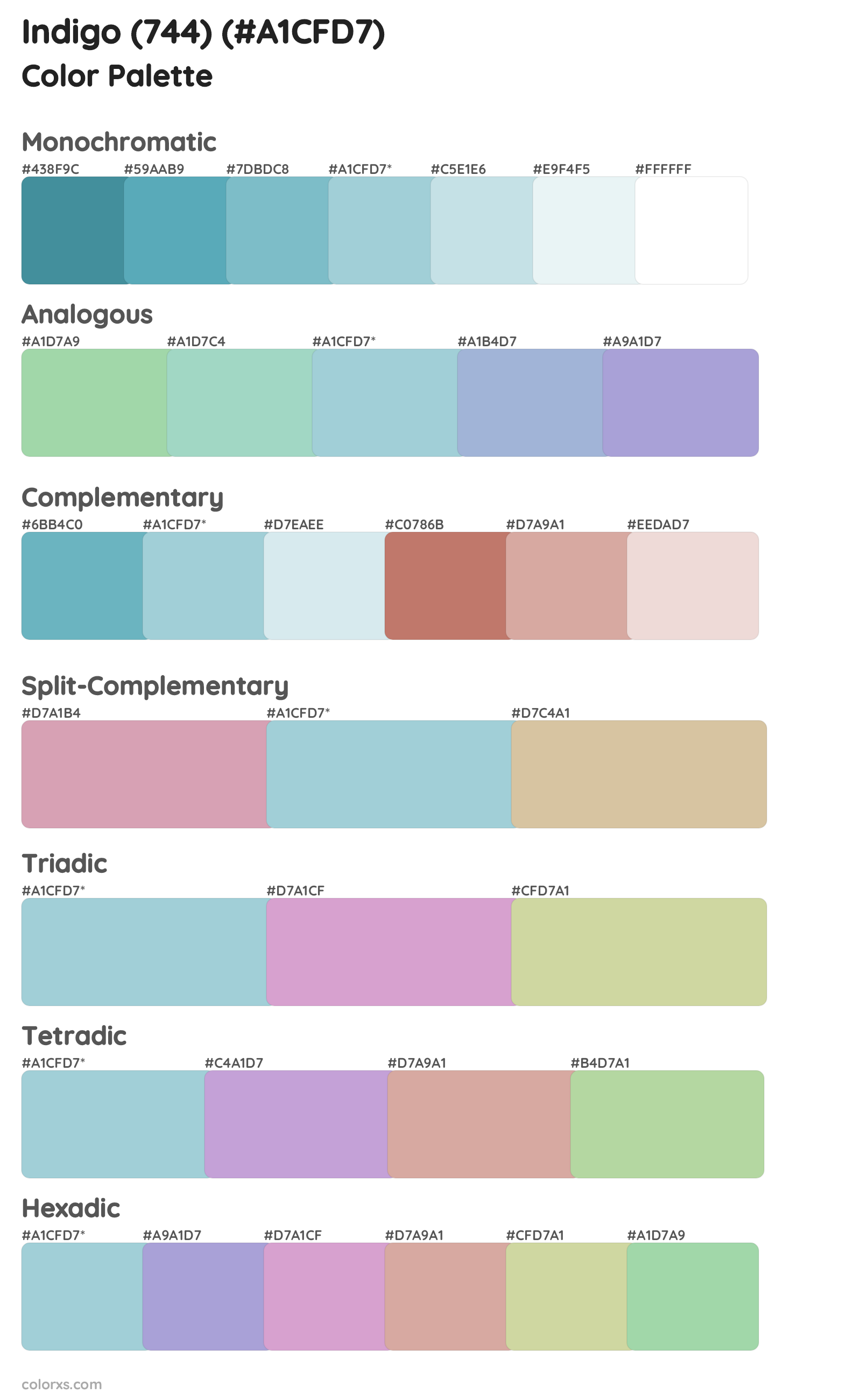 Indigo (744) Color Scheme Palettes