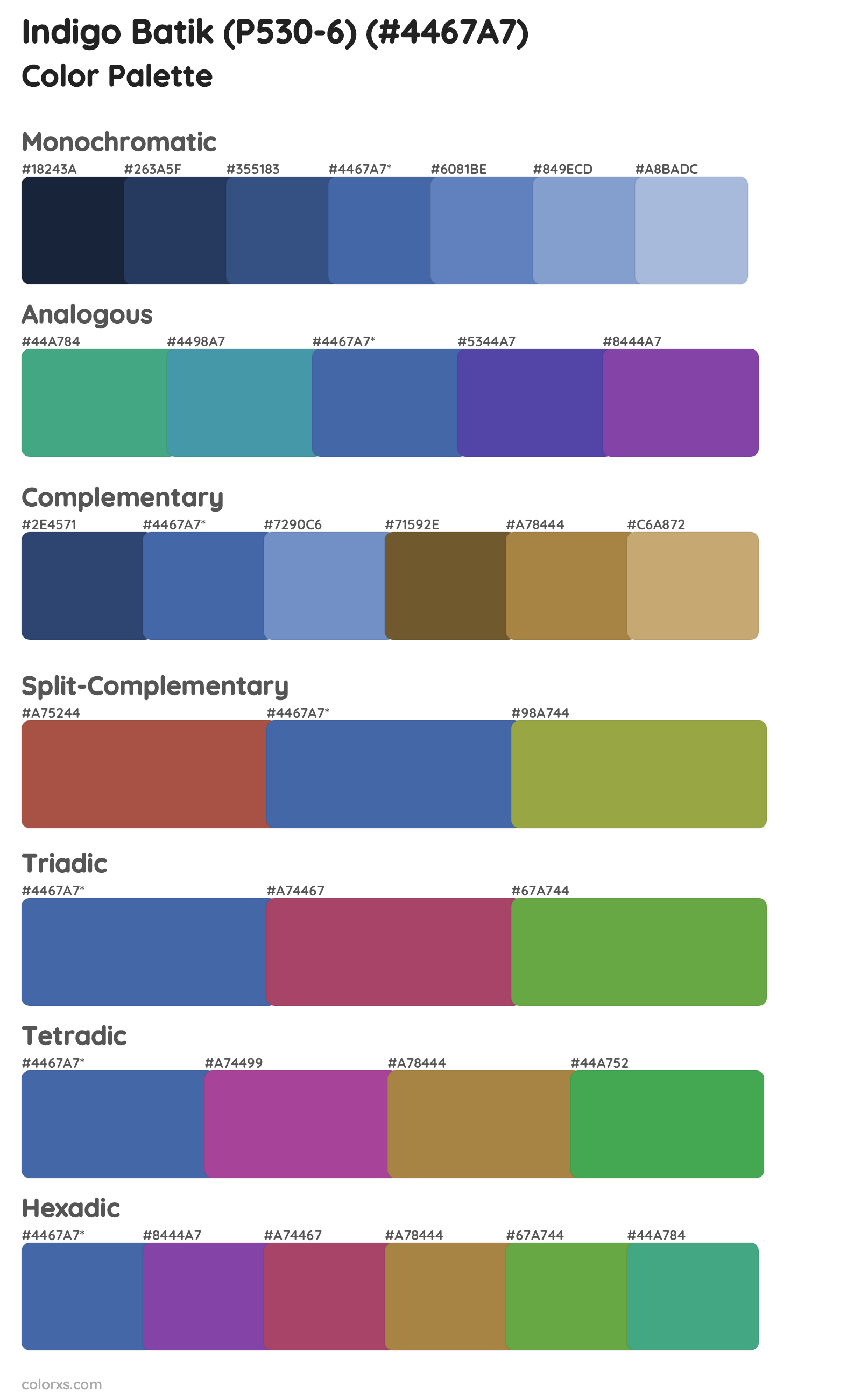 Indigo Batik (P530-6) Color Scheme Palettes
