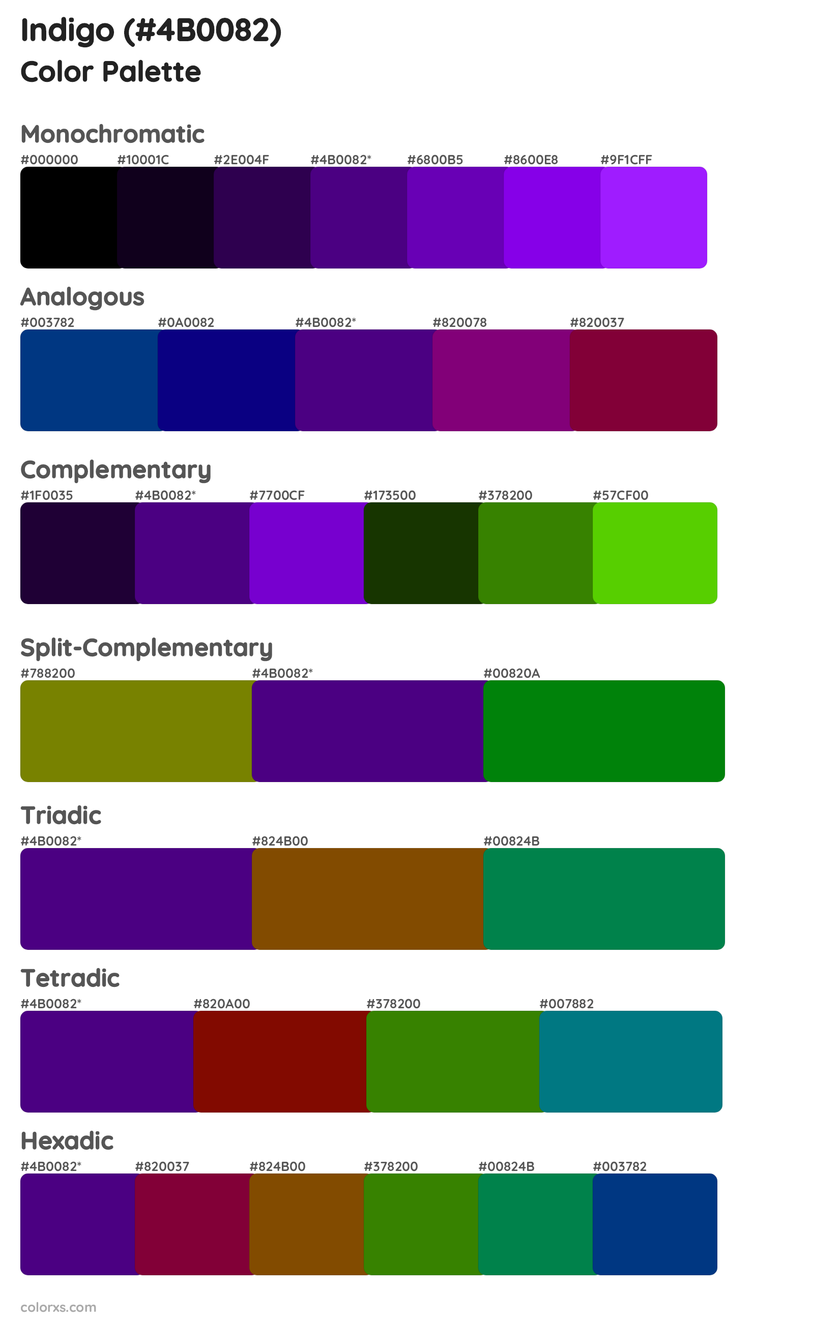 Indigo Color Scheme Palettes