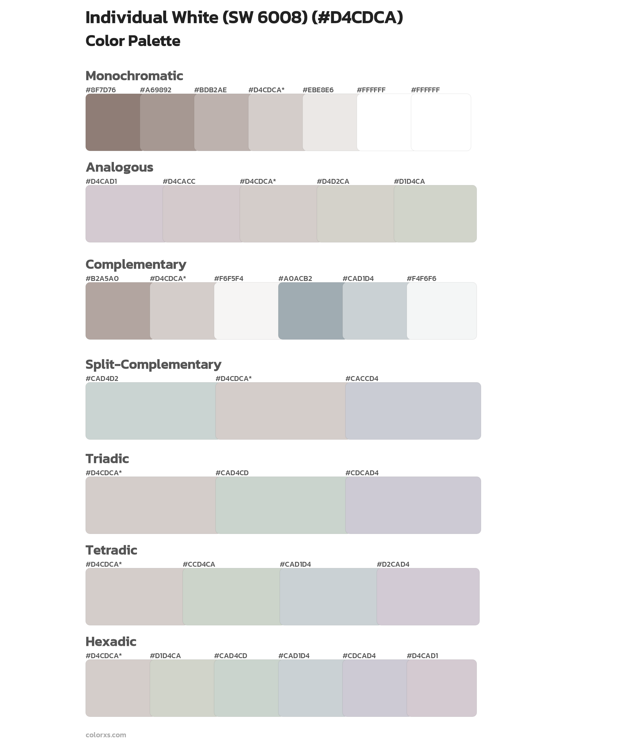 Individual White (SW 6008) Color Scheme Palettes