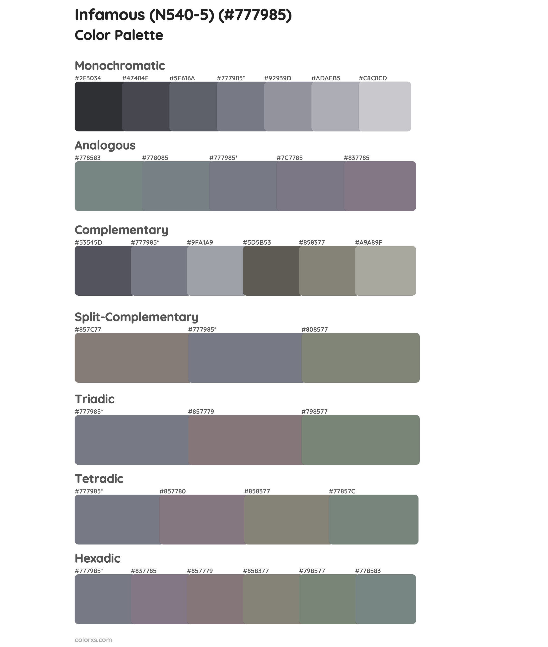 Infamous (N540-5) Color Scheme Palettes