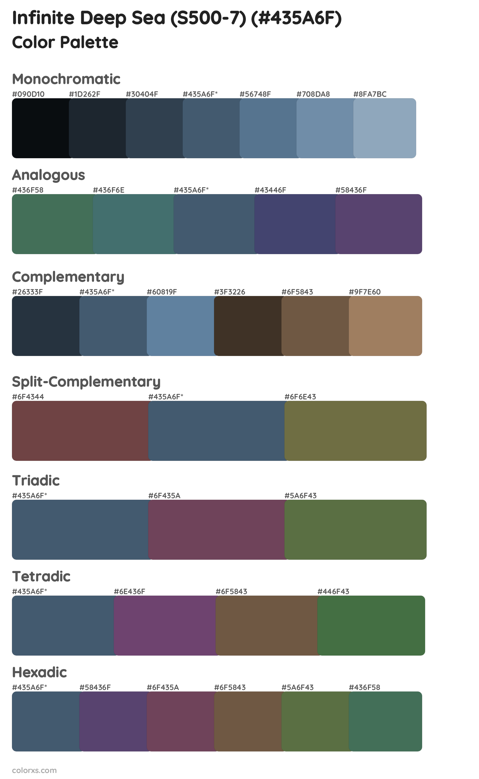 Infinite Deep Sea (S500-7) Color Scheme Palettes