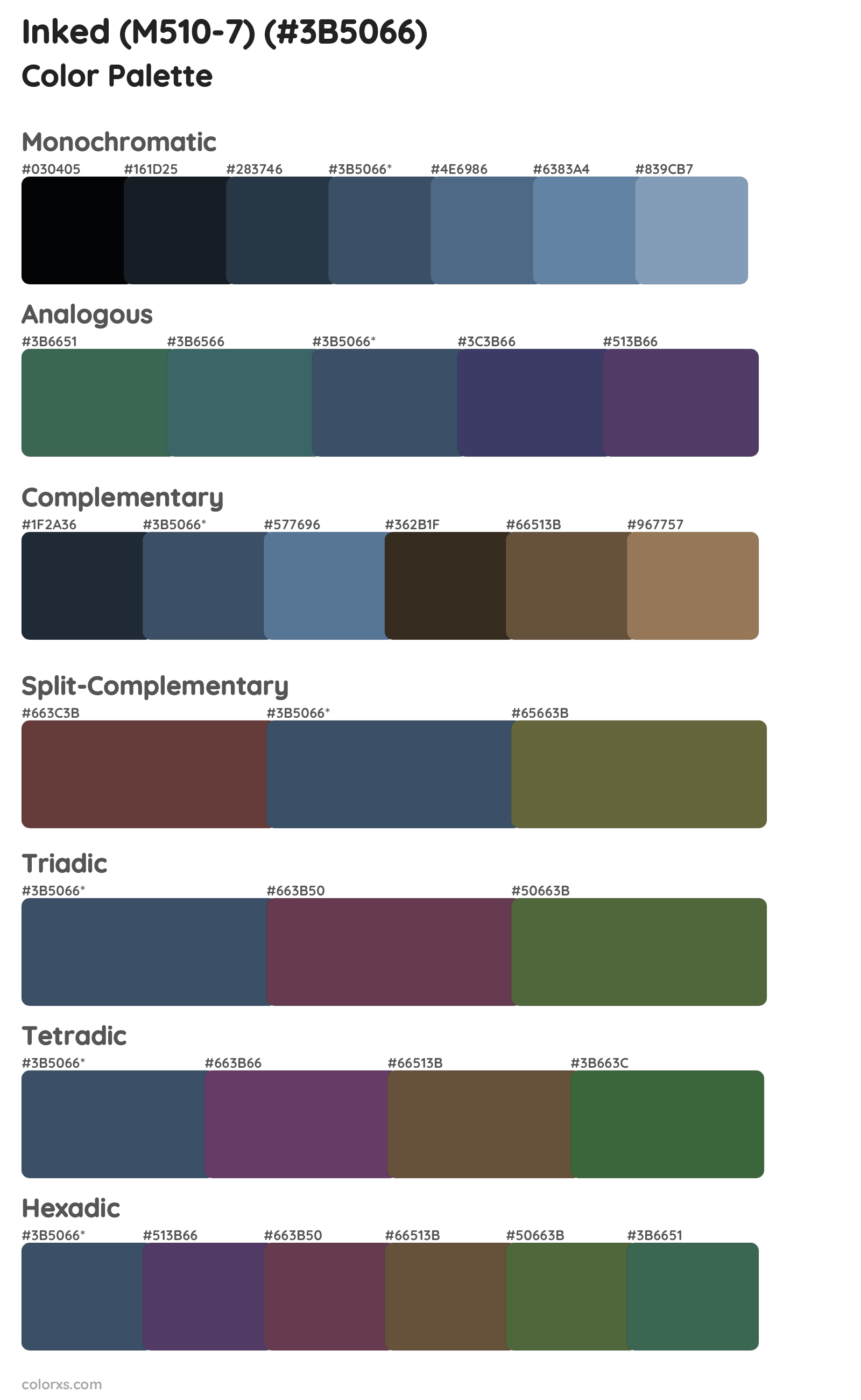 Inked (M510-7) Color Scheme Palettes