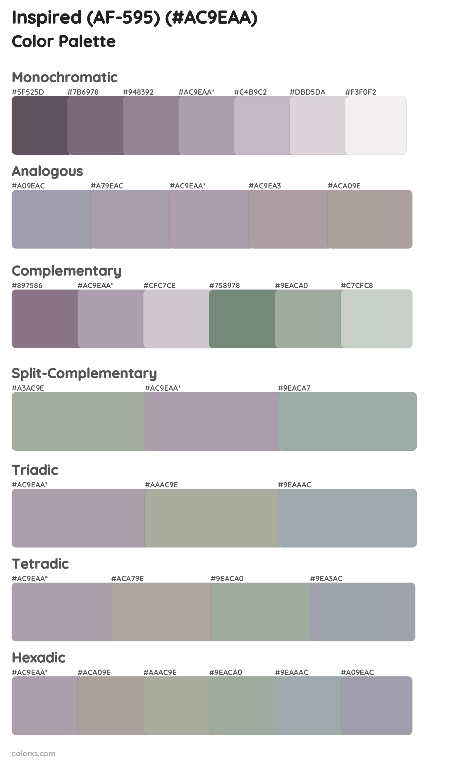 Inspired (AF-595) Color Scheme Palettes