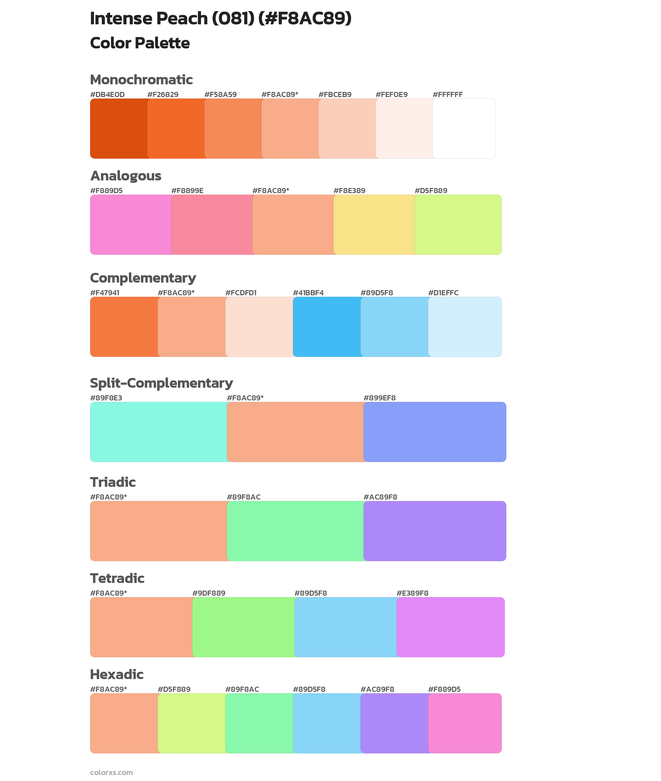 Intense Peach (081) Color Scheme Palettes