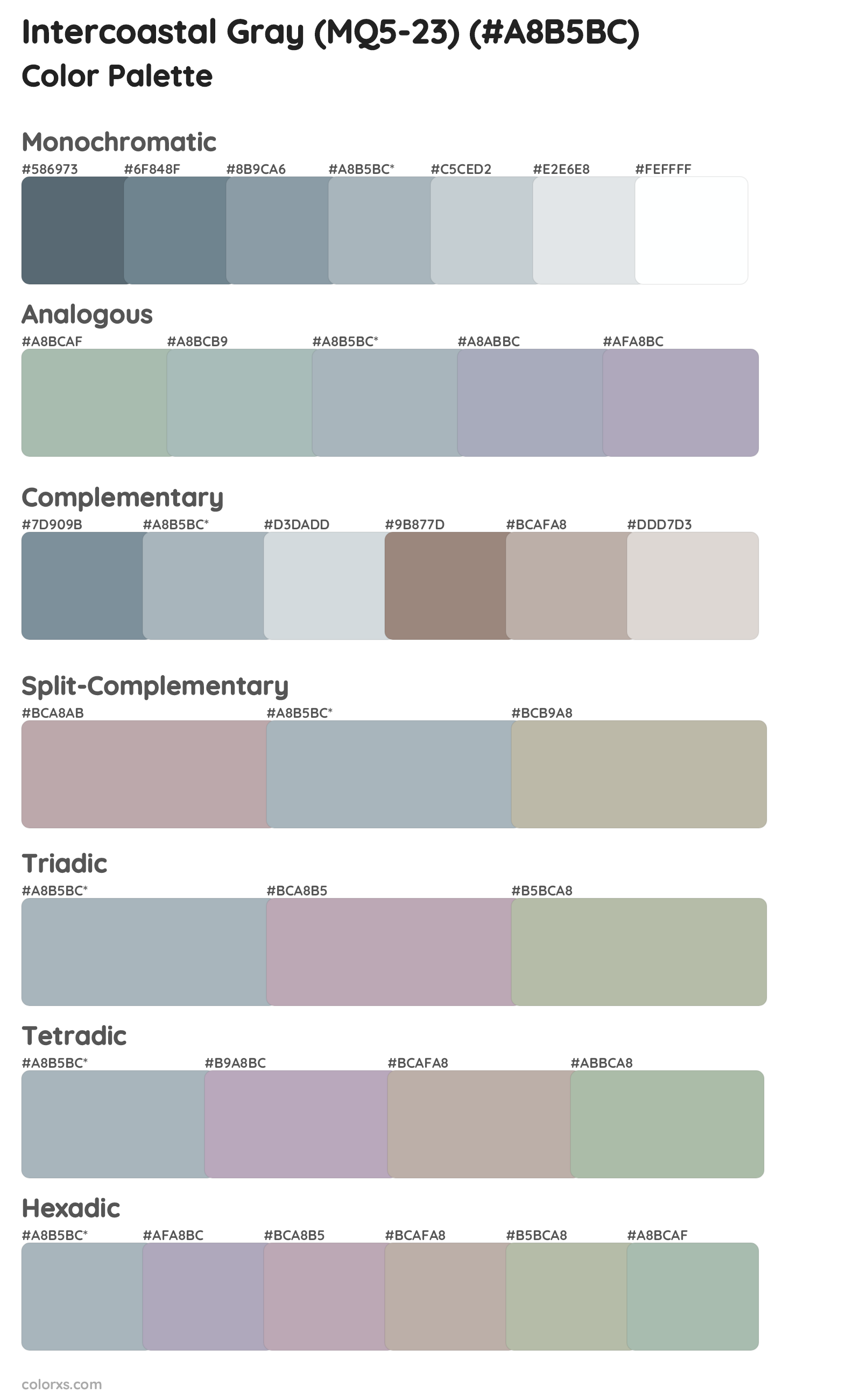 Intercoastal Gray (MQ5-23) Color Scheme Palettes
