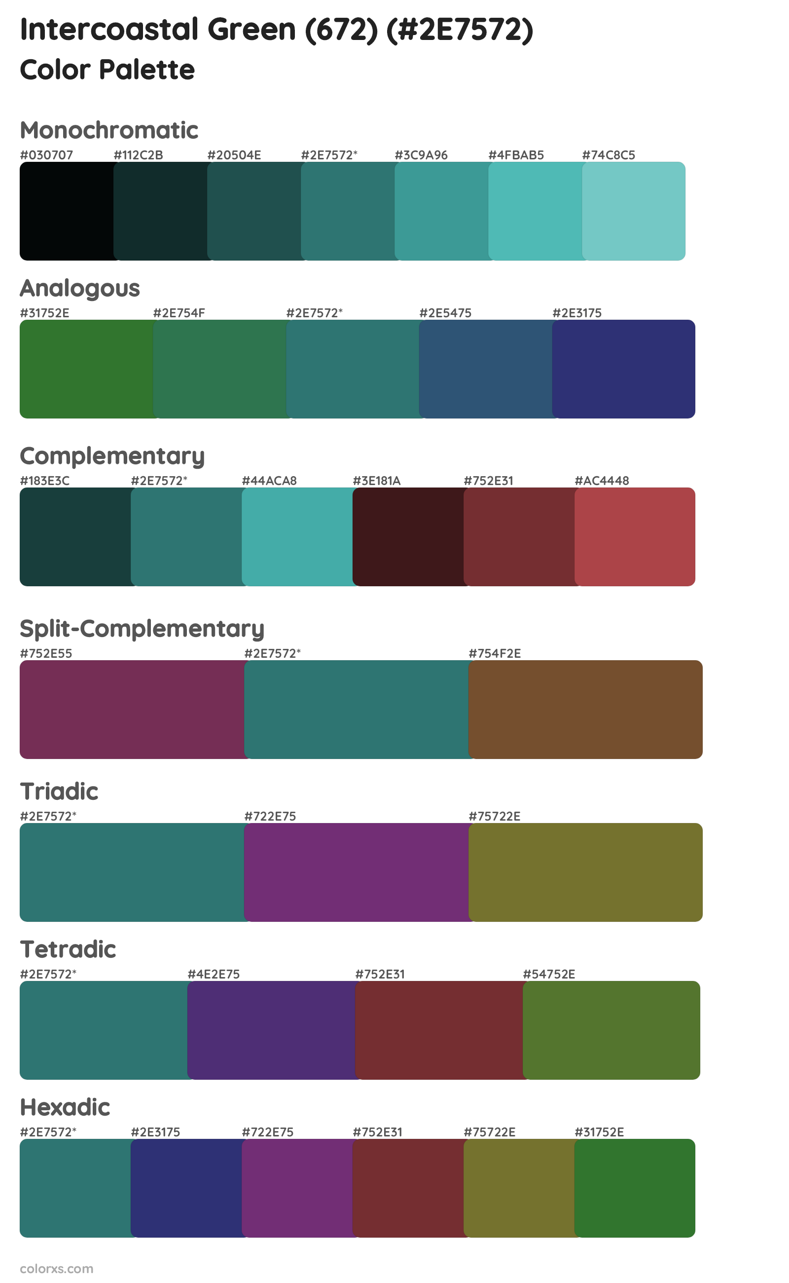 Intercoastal Green (672) Color Scheme Palettes
