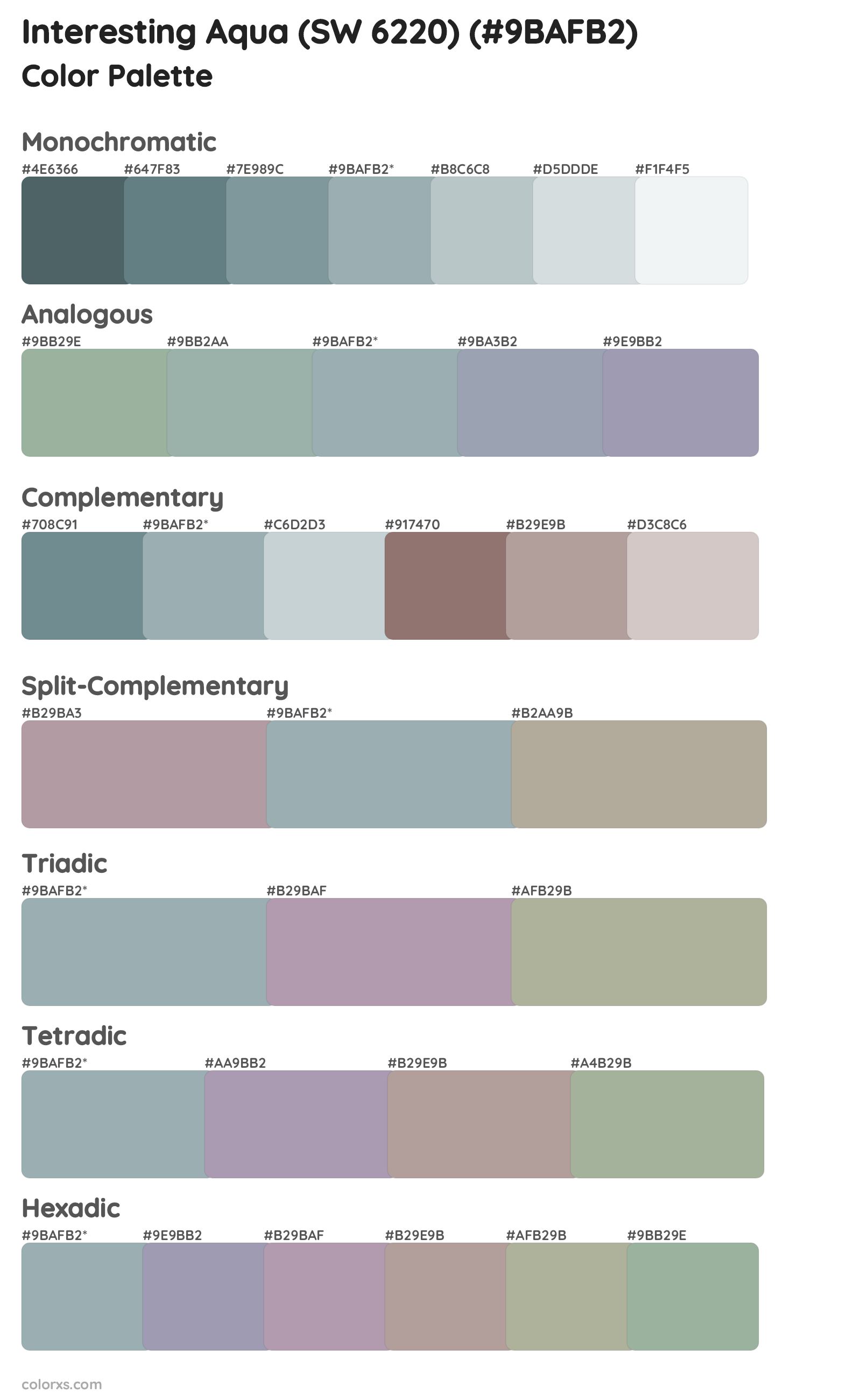 Interesting Aqua (SW 6220) Color Scheme Palettes