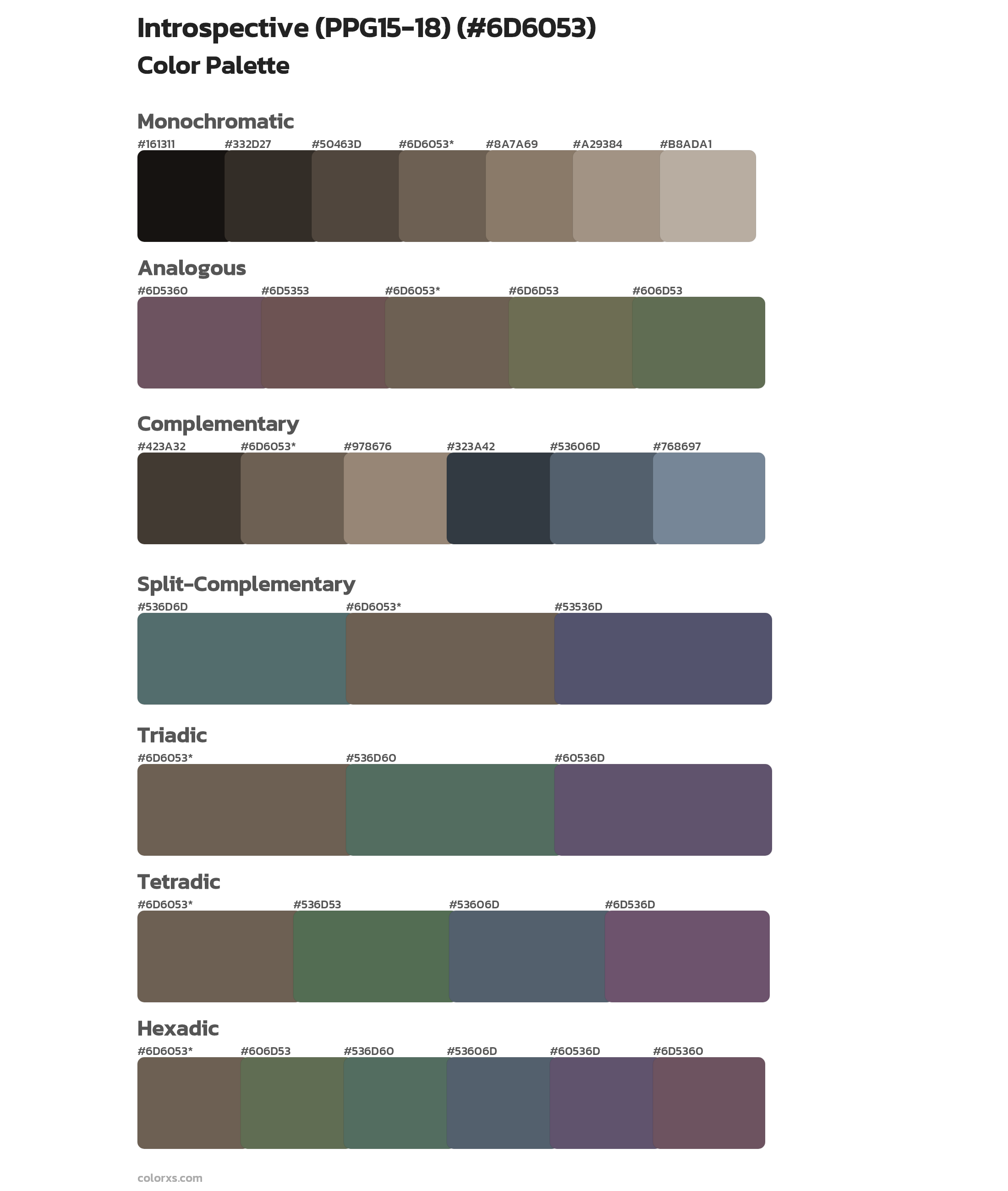 Introspective (PPG15-18) Color Scheme Palettes