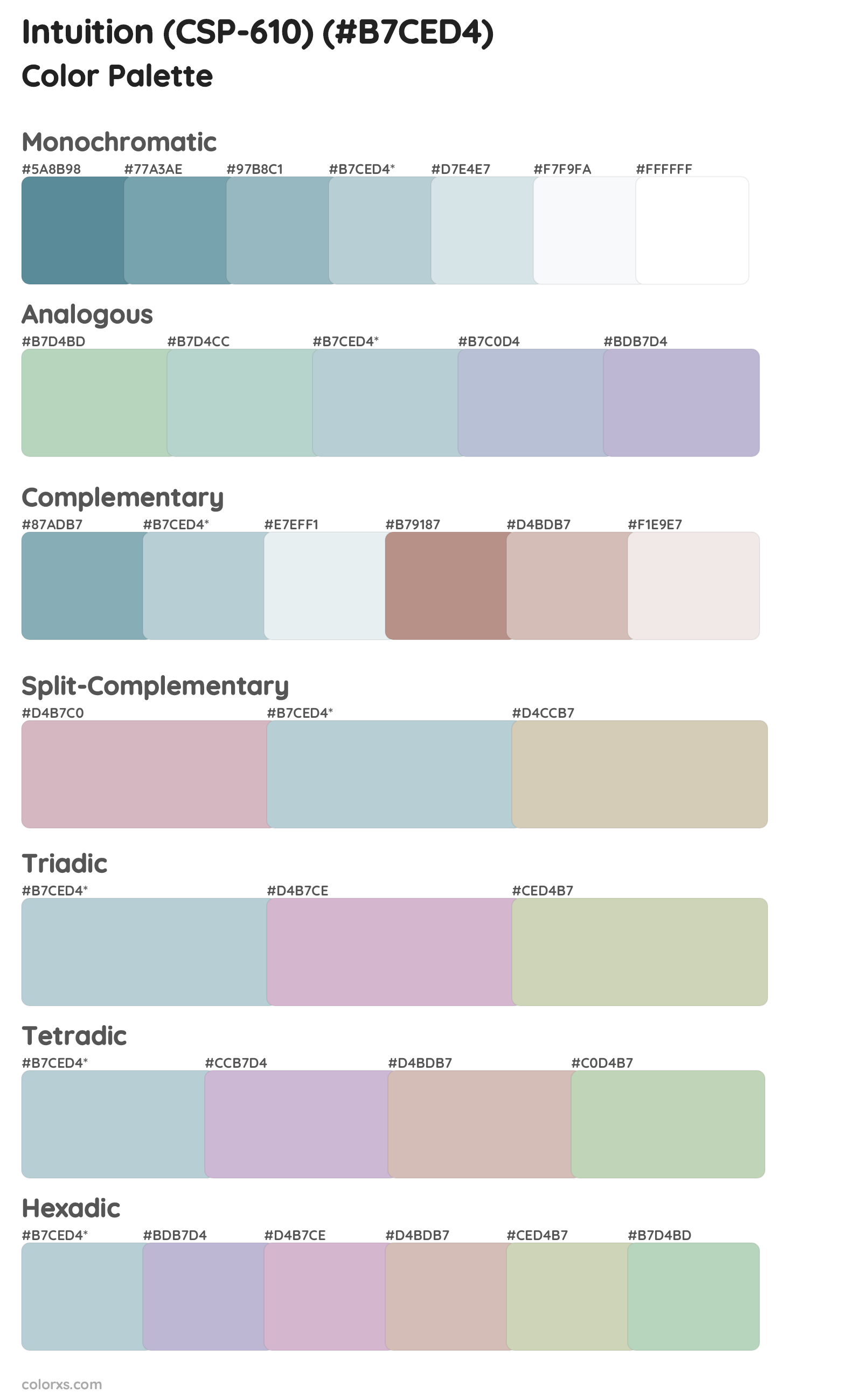 Intuition (CSP-610) Color Scheme Palettes