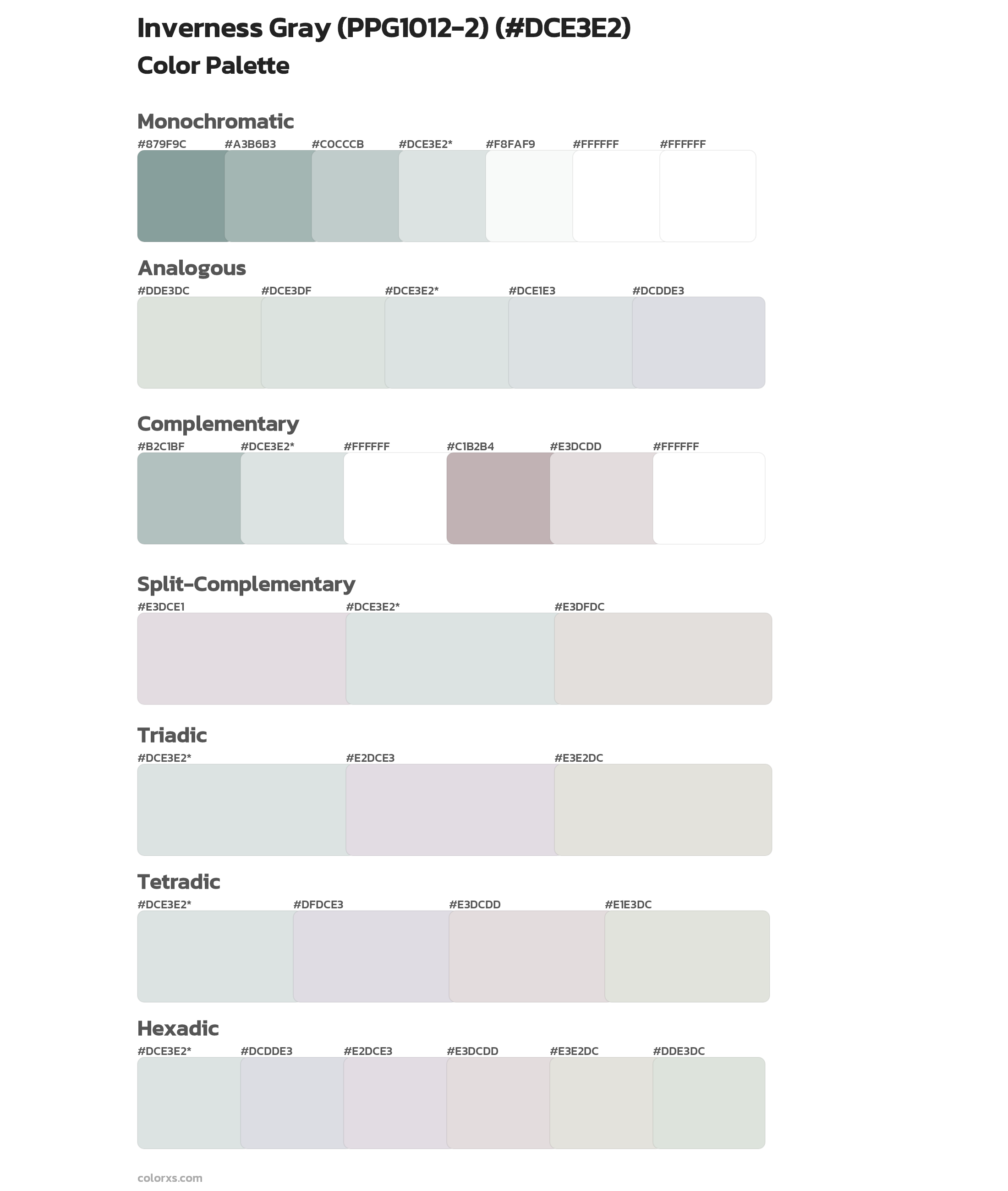 Inverness Gray (PPG1012-2) Color Scheme Palettes