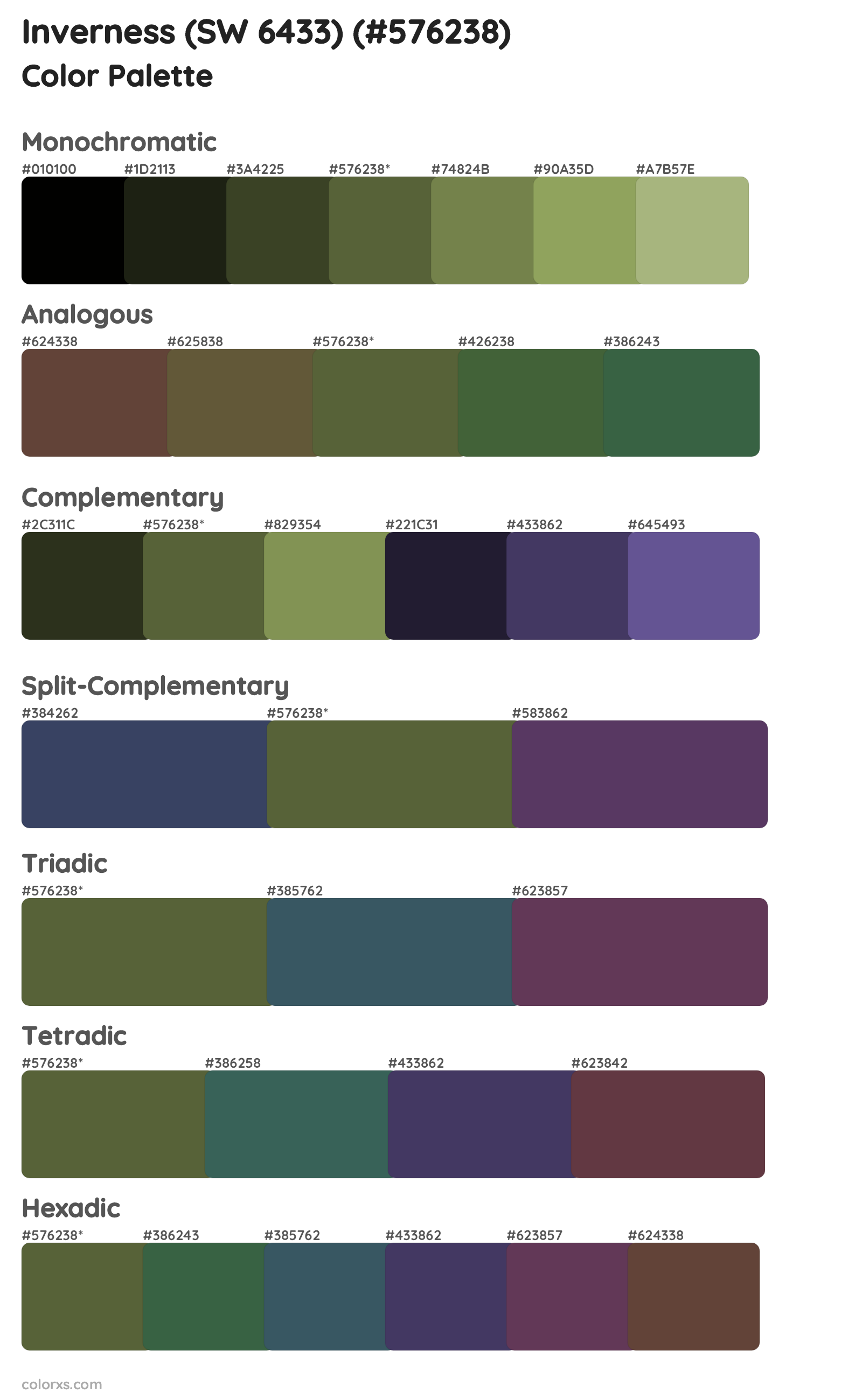 Inverness (SW 6433) Color Scheme Palettes