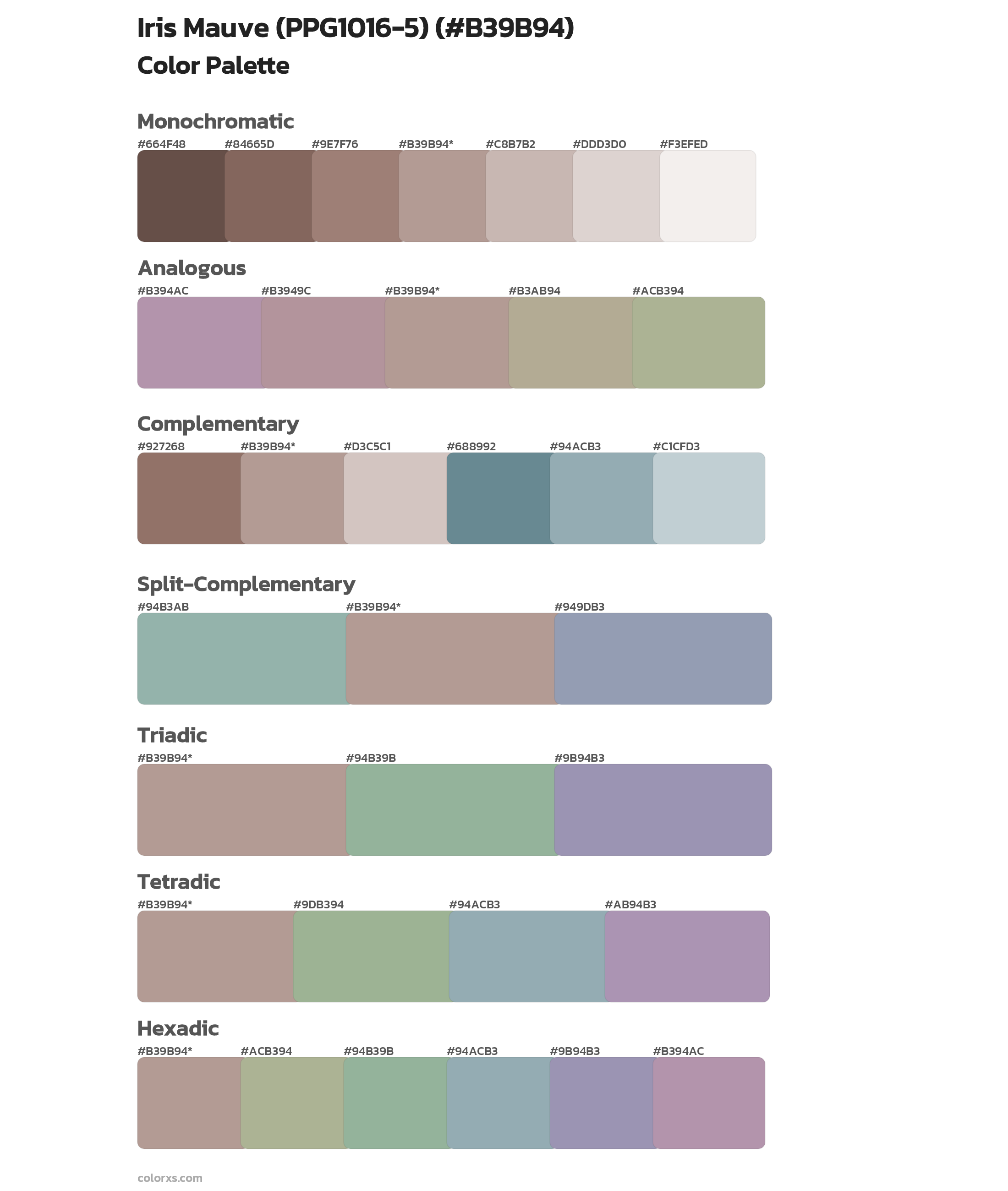Iris Mauve (PPG1016-5) Color Scheme Palettes