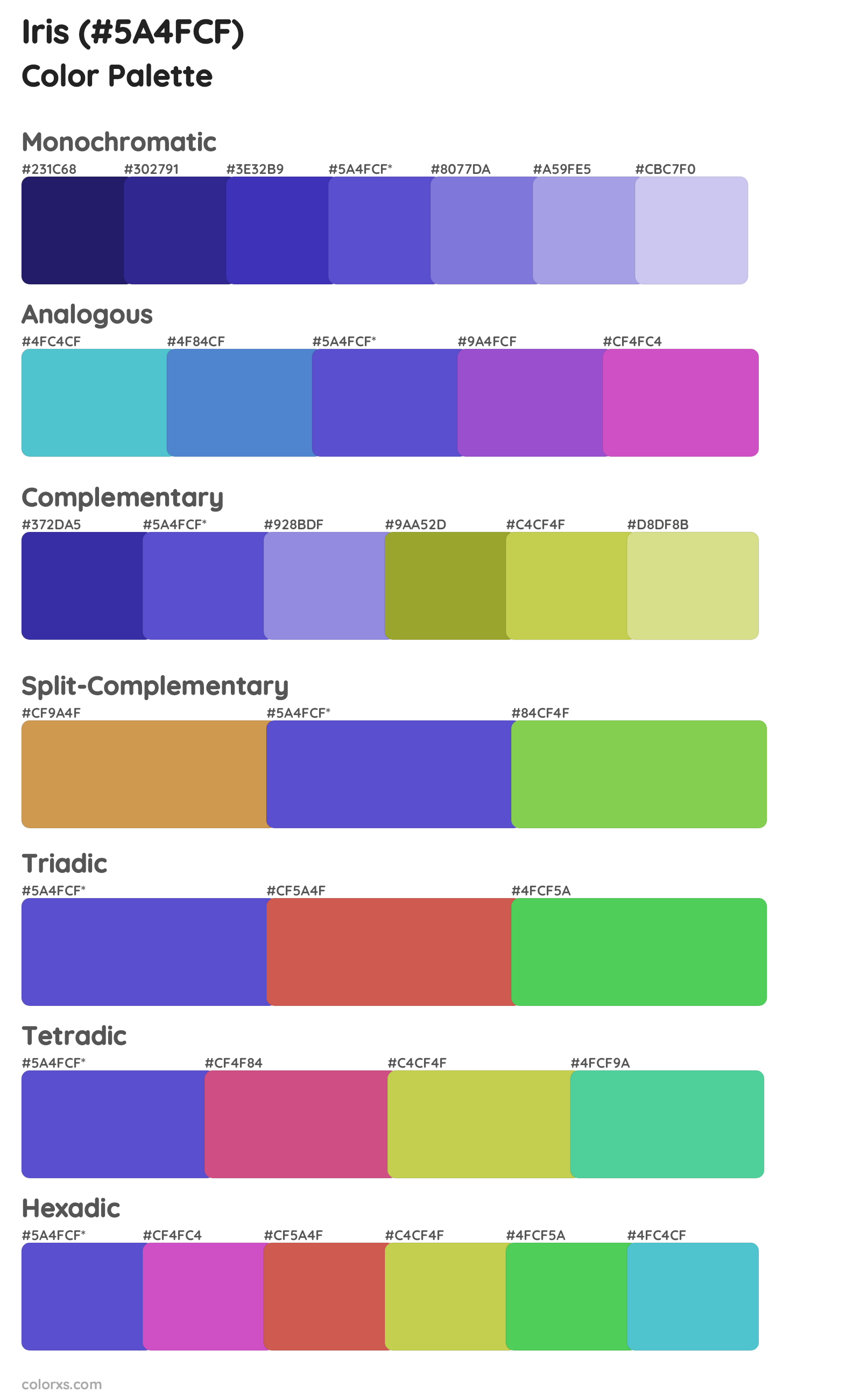 Iris Color Scheme Palettes