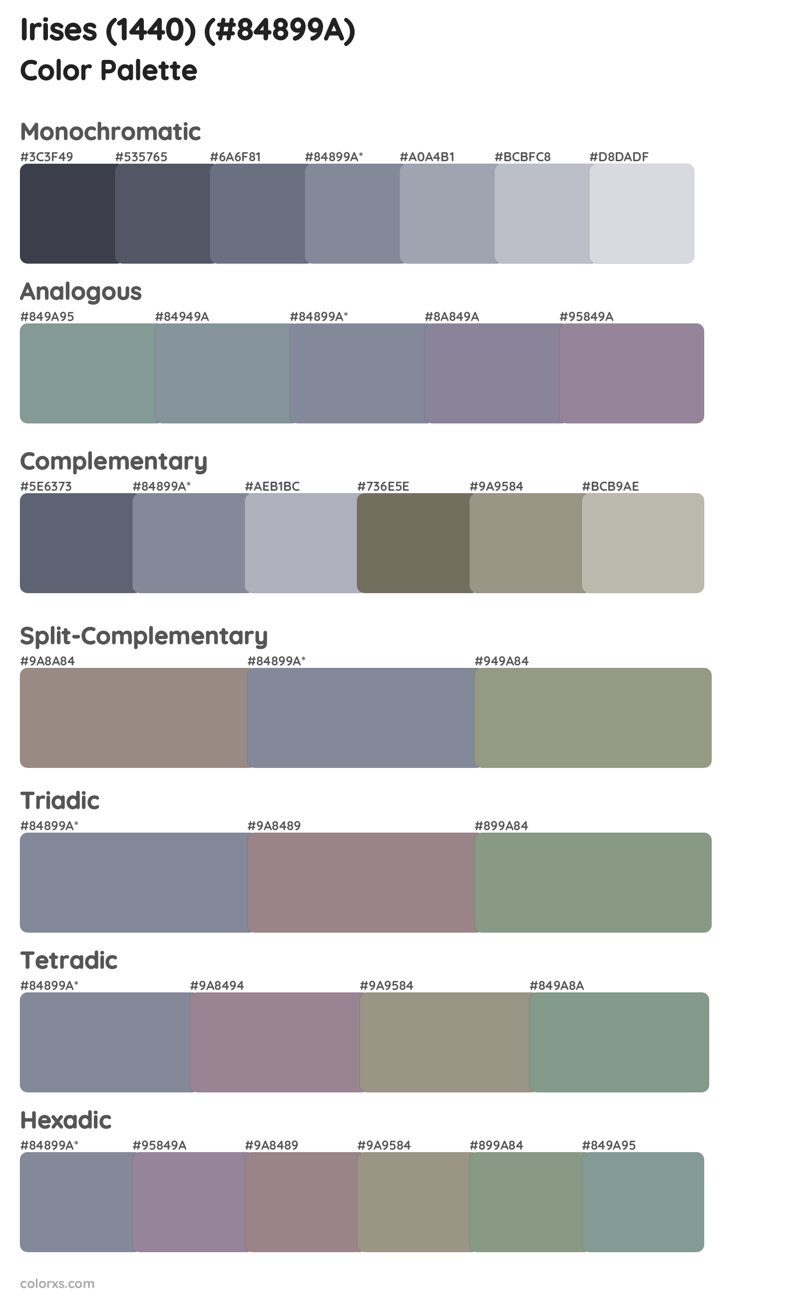 Irises (1440) Color Scheme Palettes