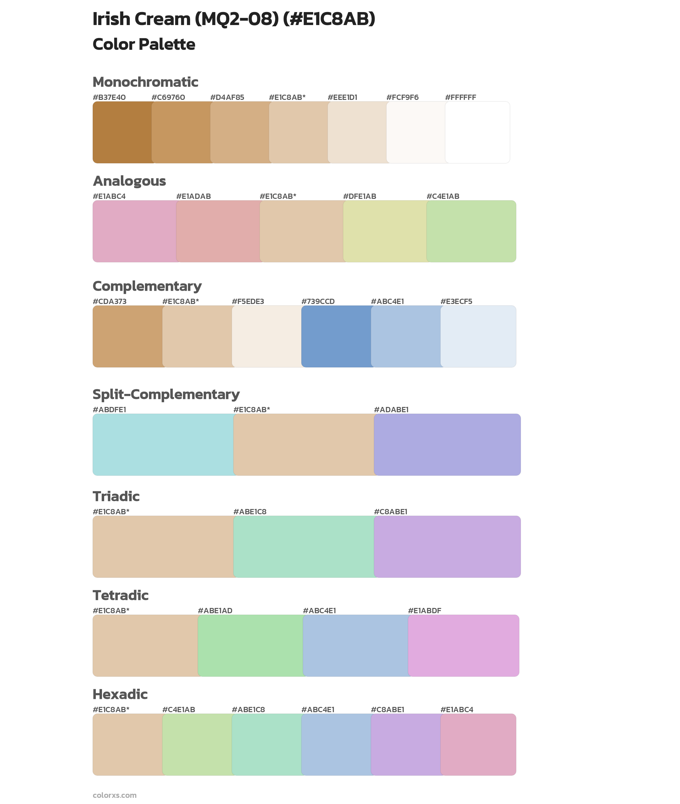 Irish Cream (MQ2-08) Color Scheme Palettes