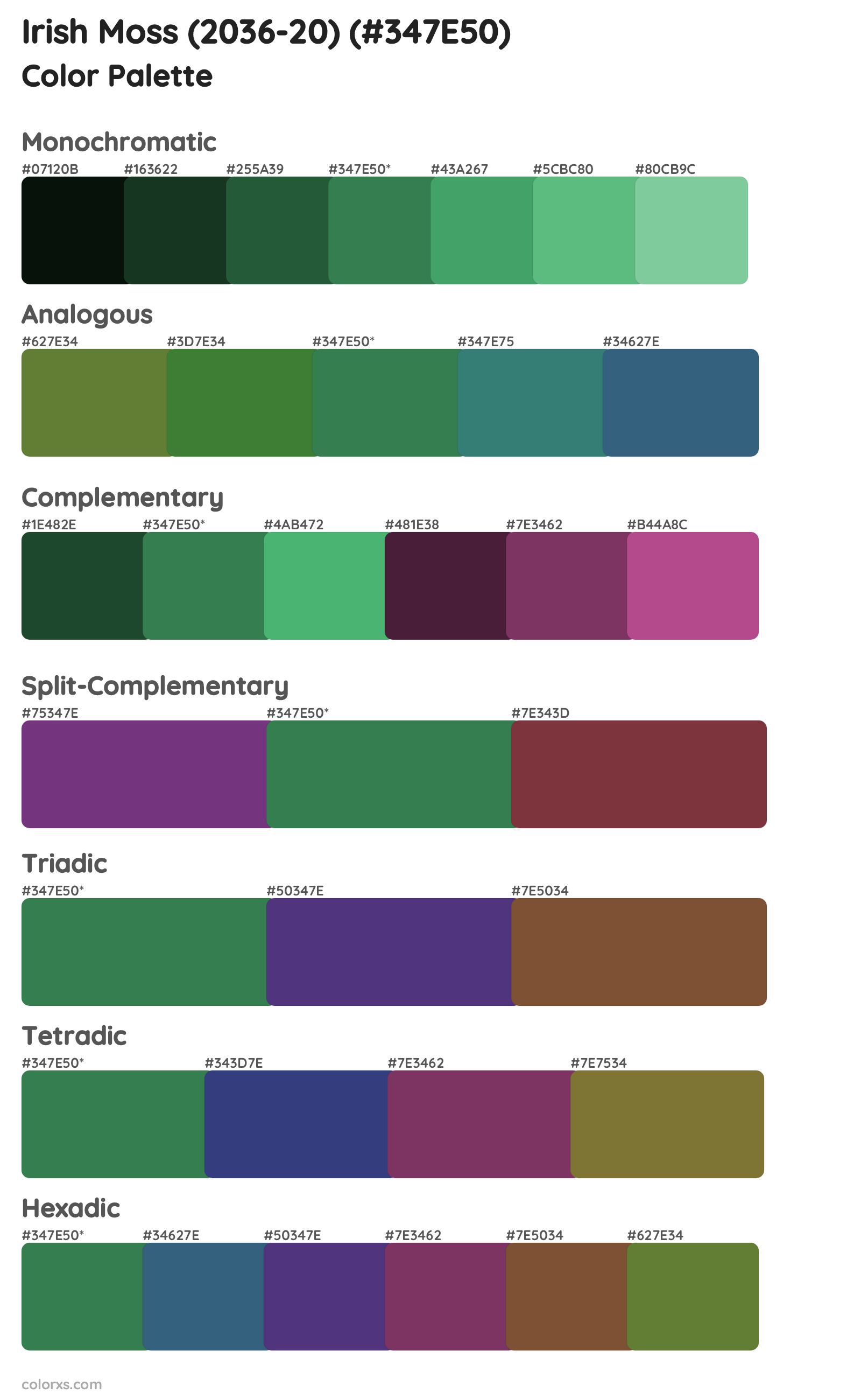 Irish Moss (2036-20) Color Scheme Palettes