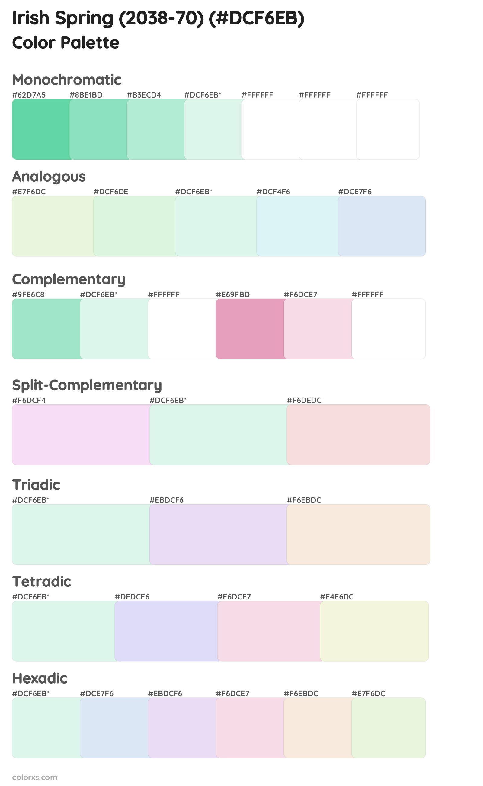 Irish Spring (2038-70) Color Scheme Palettes