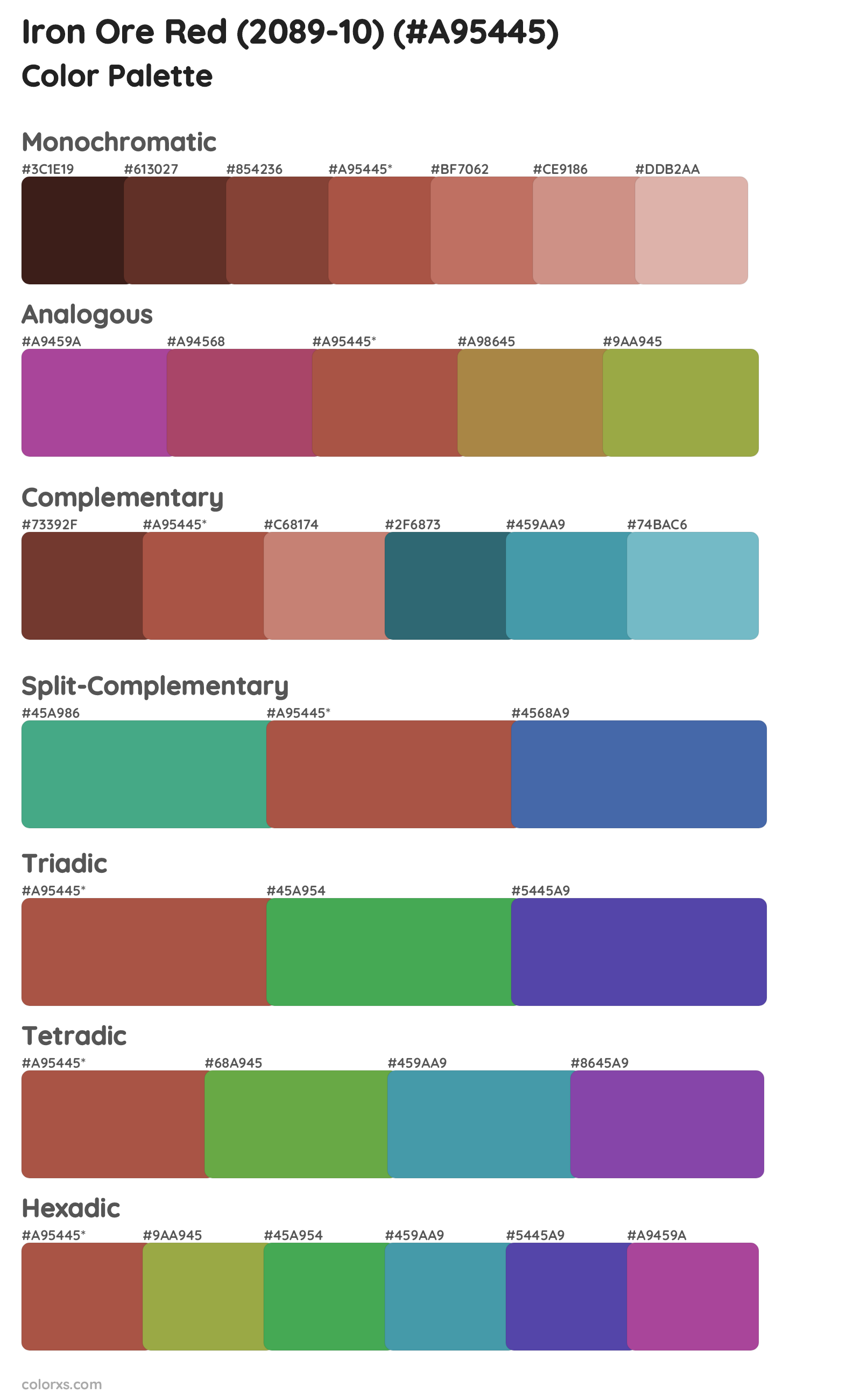 Iron Ore Red (2089-10) Color Scheme Palettes