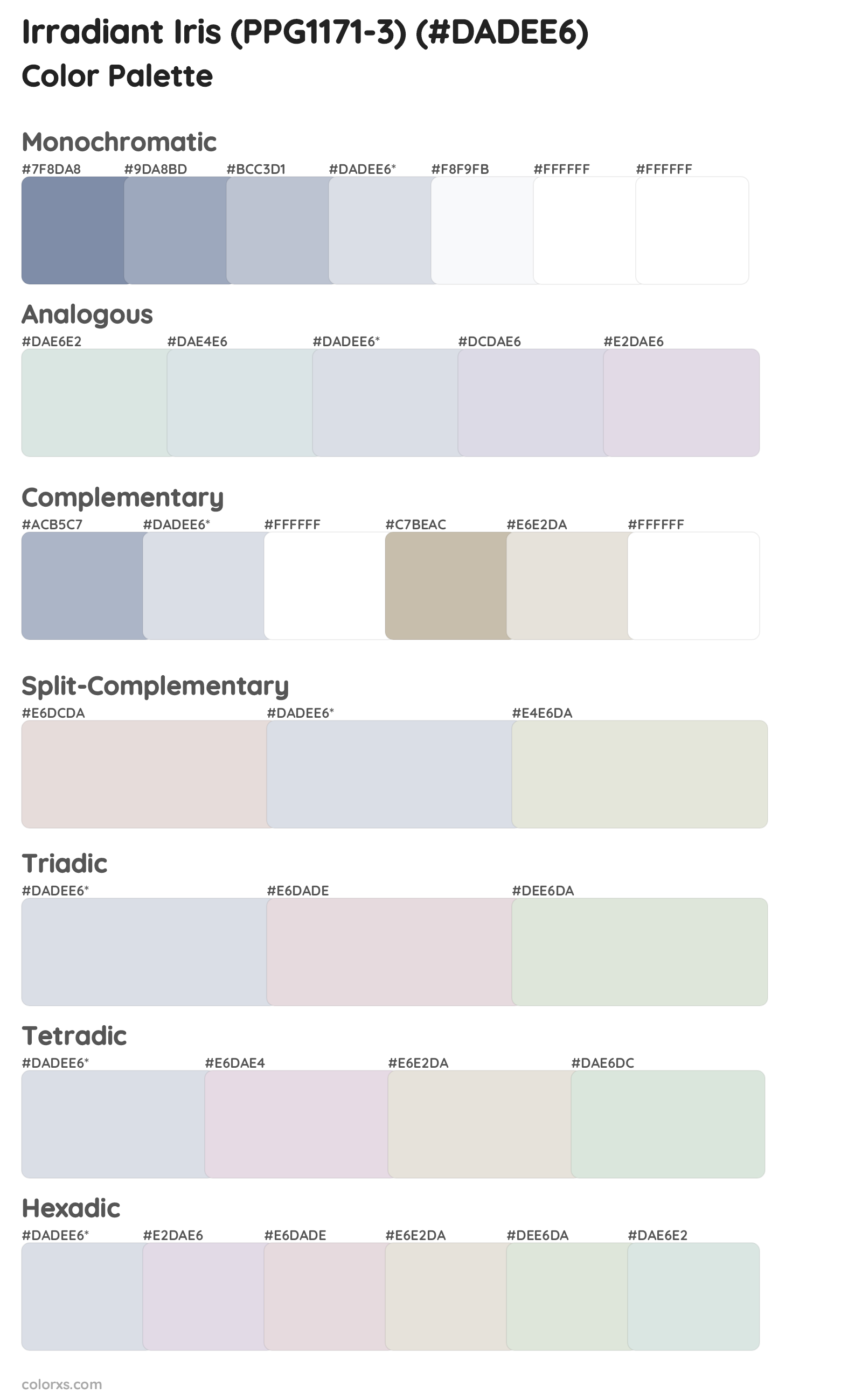 Irradiant Iris (PPG1171-3) Color Scheme Palettes