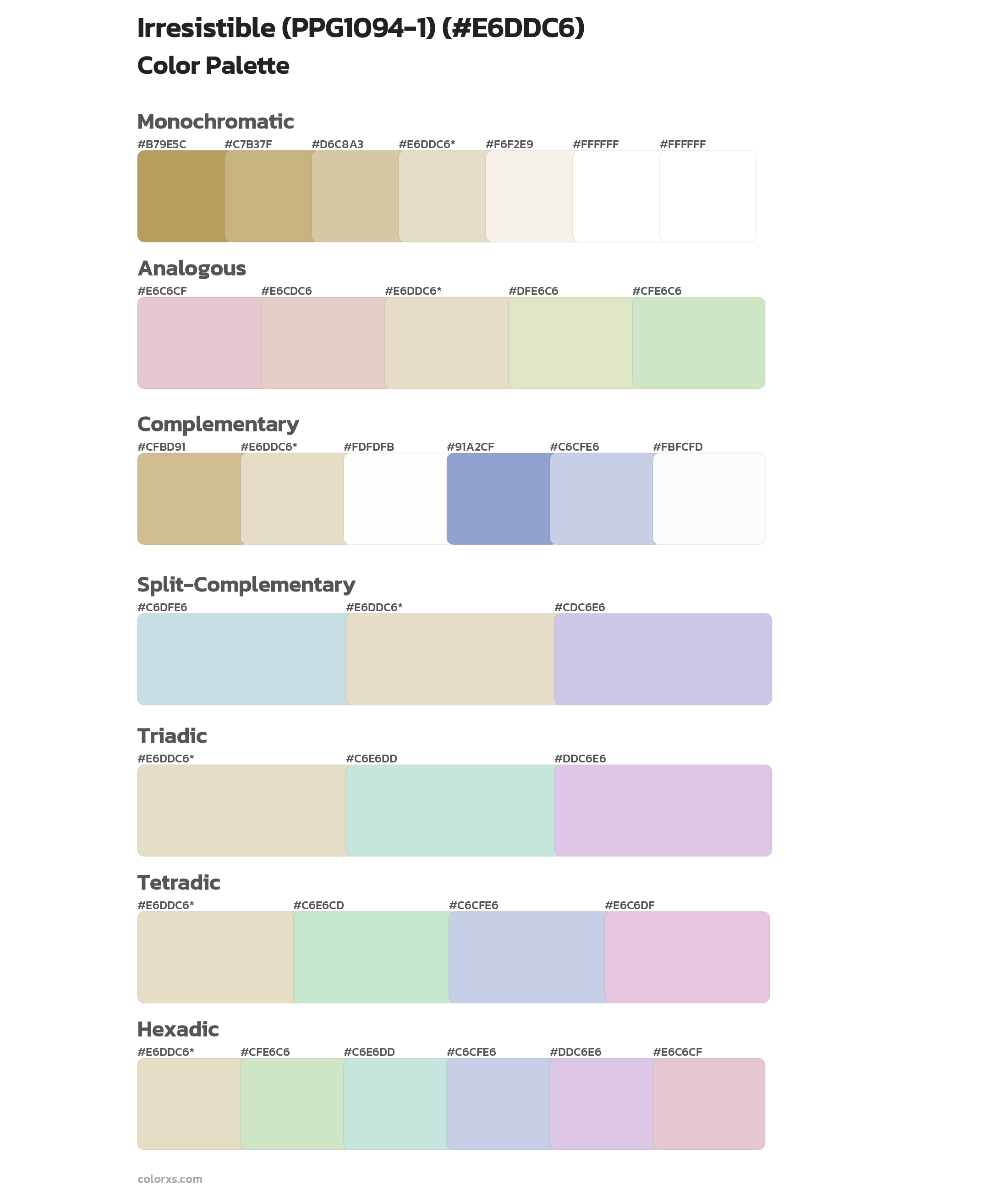 Irresistible (PPG1094-1) Color Scheme Palettes