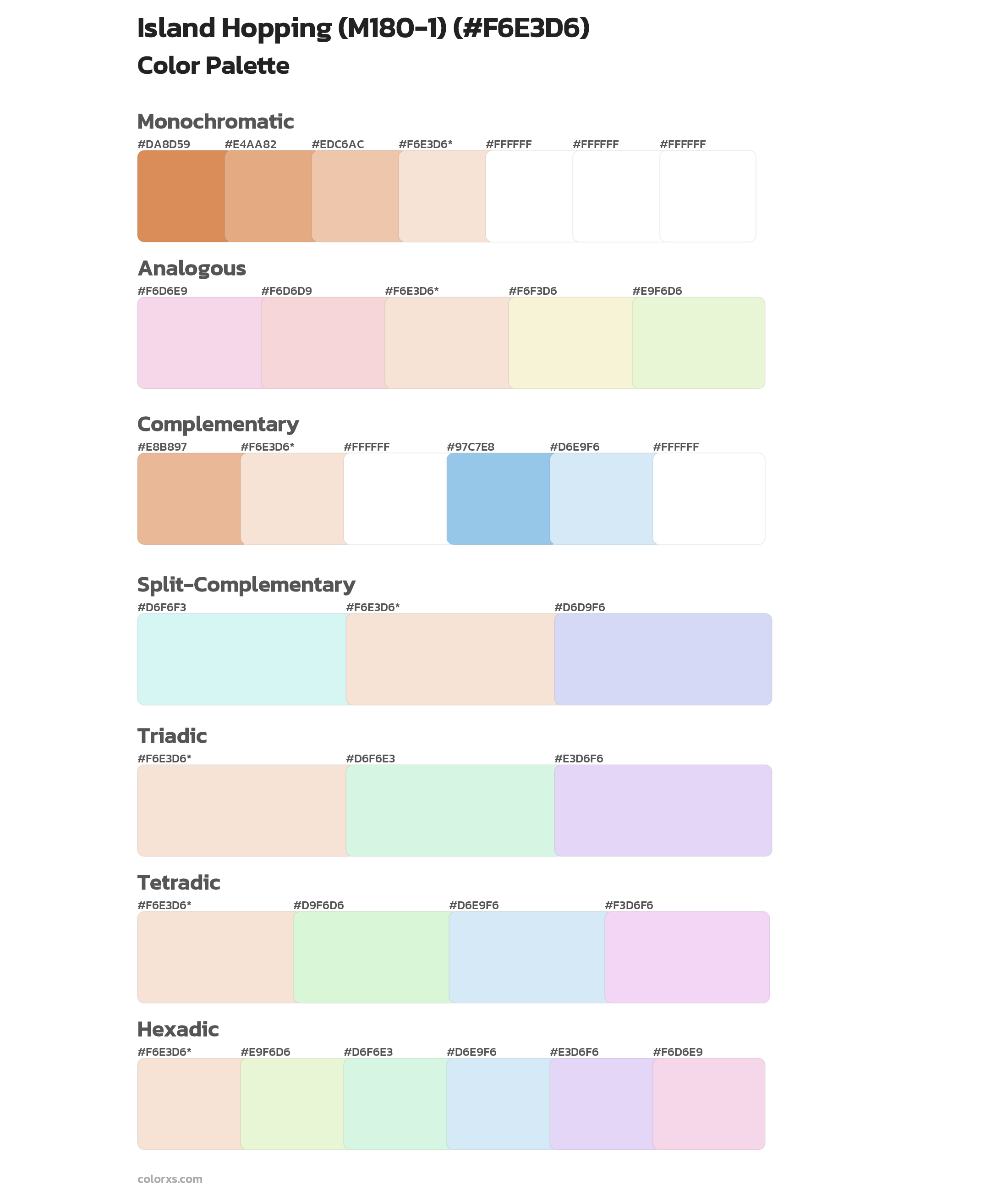 Island Hopping (M180-1) Color Scheme Palettes
