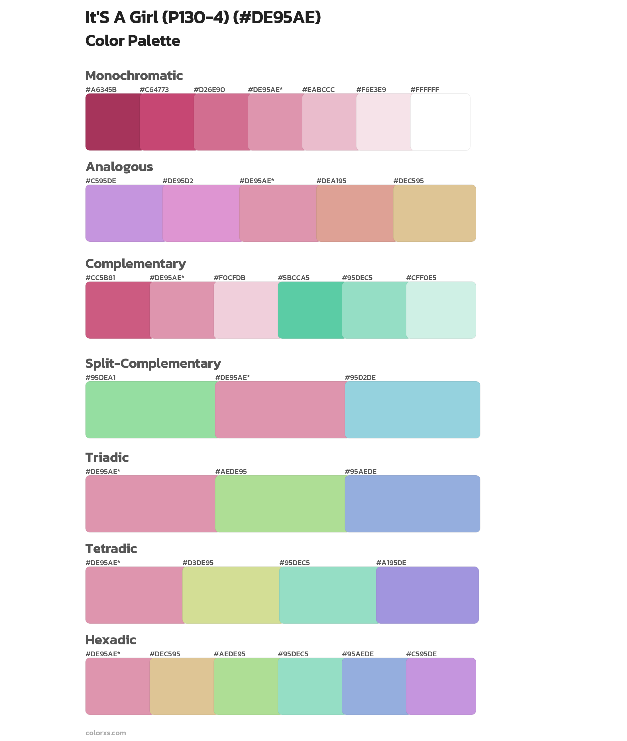 It'S A Girl (P130-4) Color Scheme Palettes