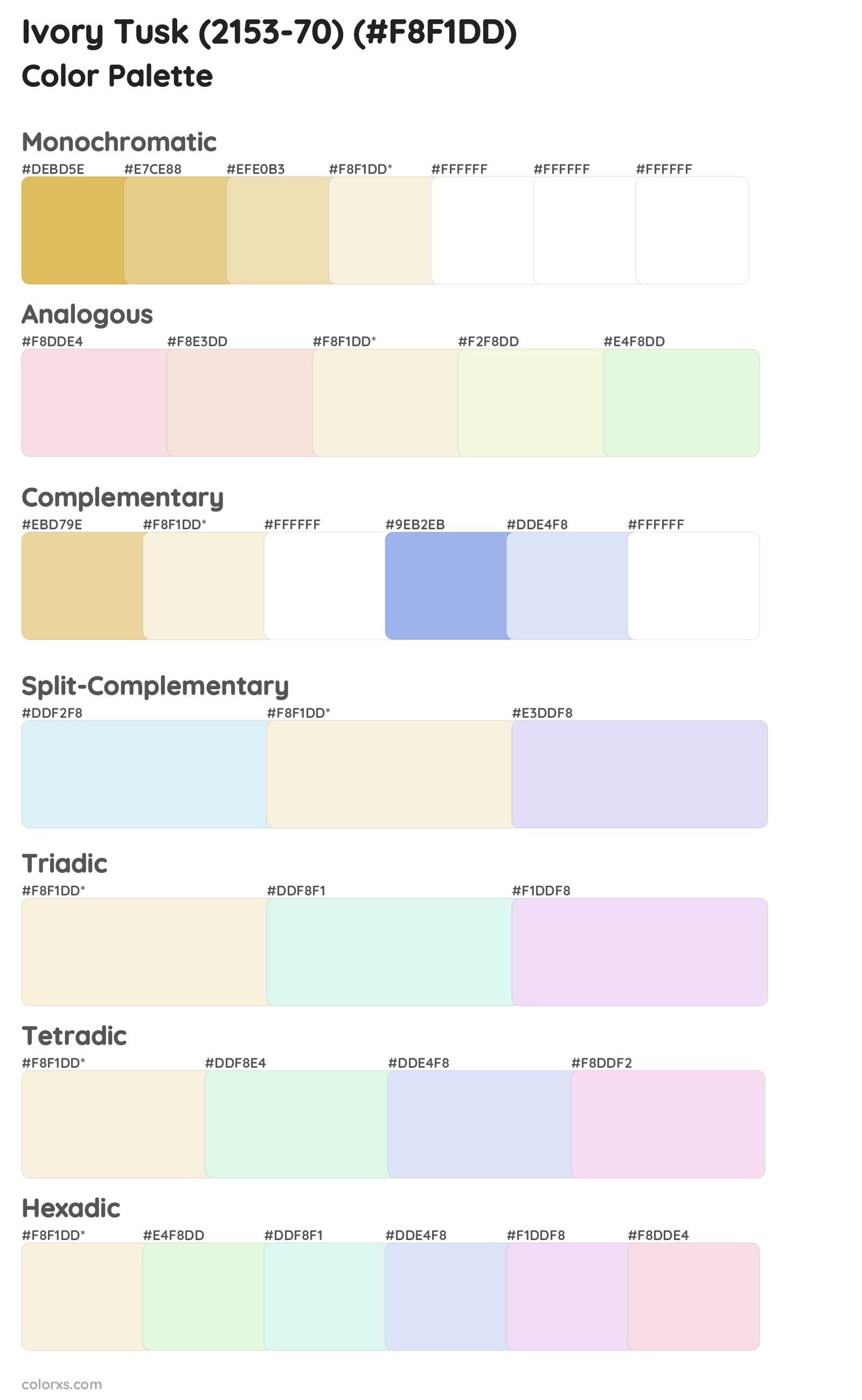 Ivory Tusk (2153-70) Color Scheme Palettes