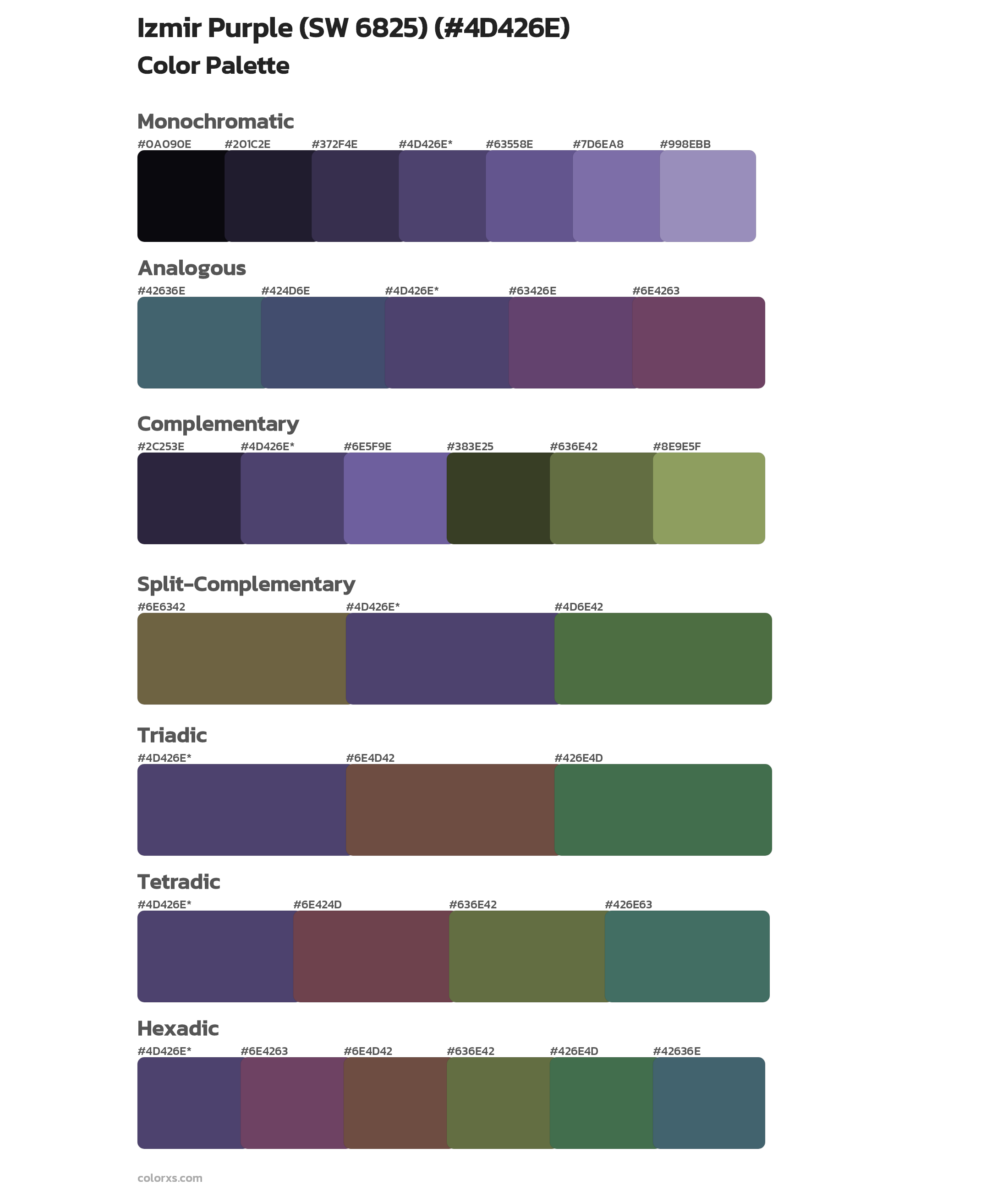 Izmir Purple (SW 6825) Color Scheme Palettes