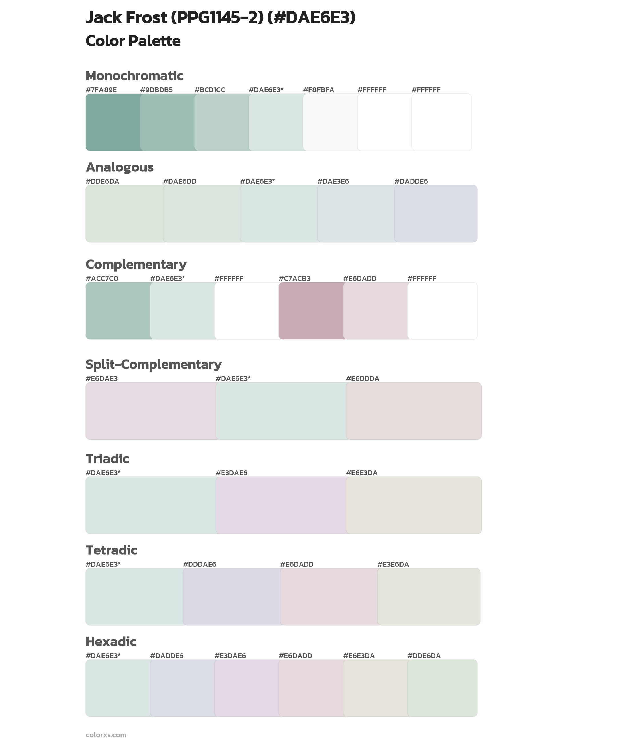 Jack Frost (PPG1145-2) Color Scheme Palettes
