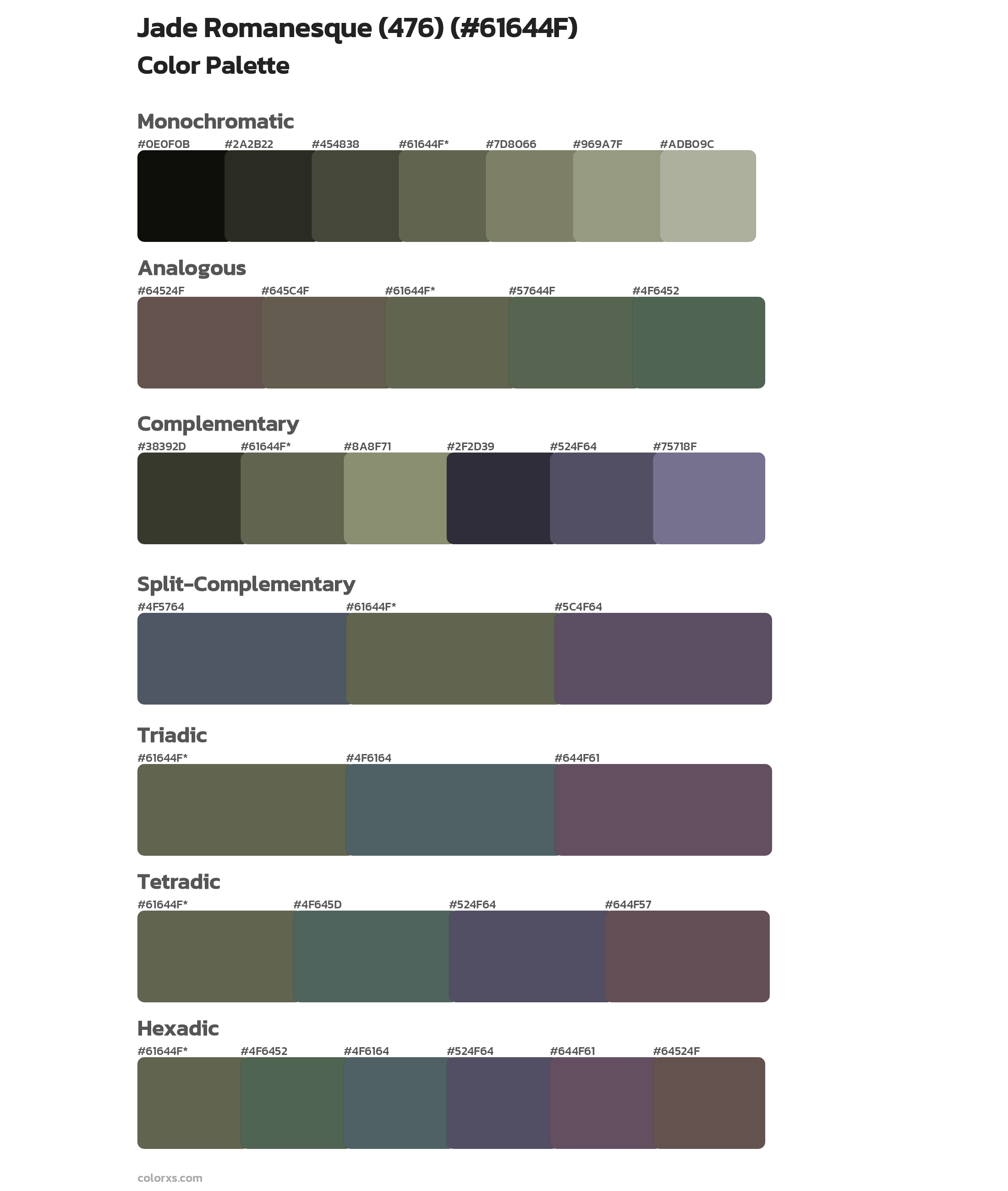 Jade Romanesque (476) Color Scheme Palettes