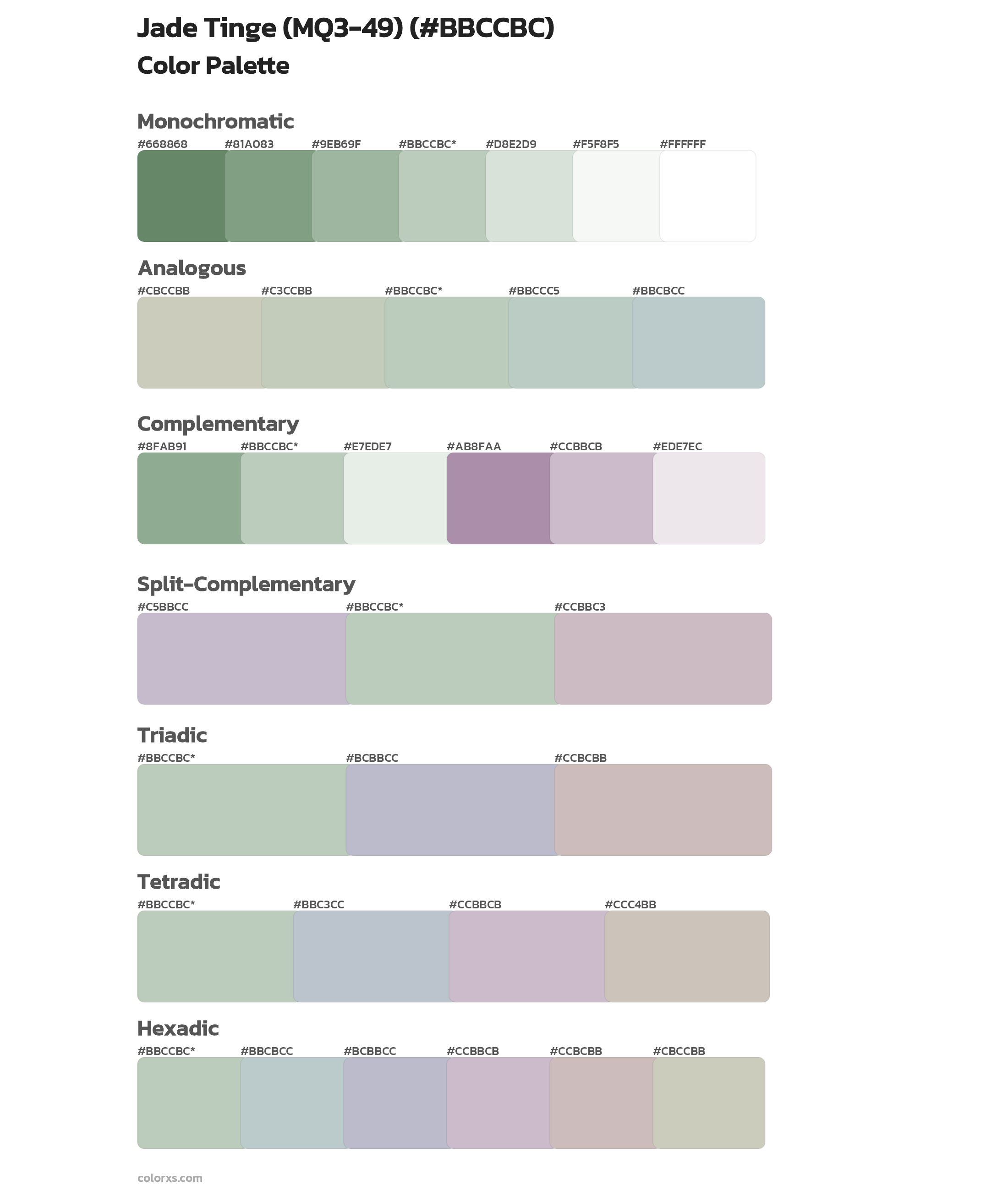 Jade Tinge (MQ3-49) Color Scheme Palettes