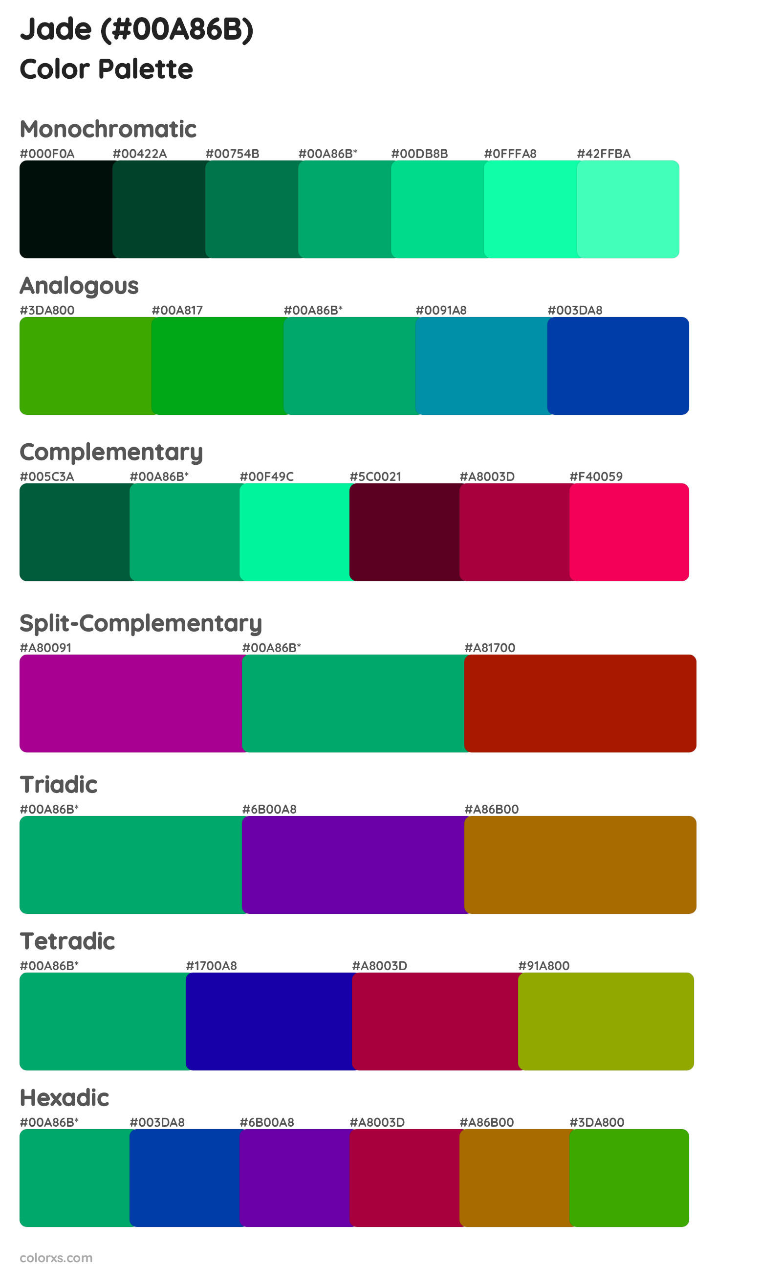 Jade Color Scheme Palettes