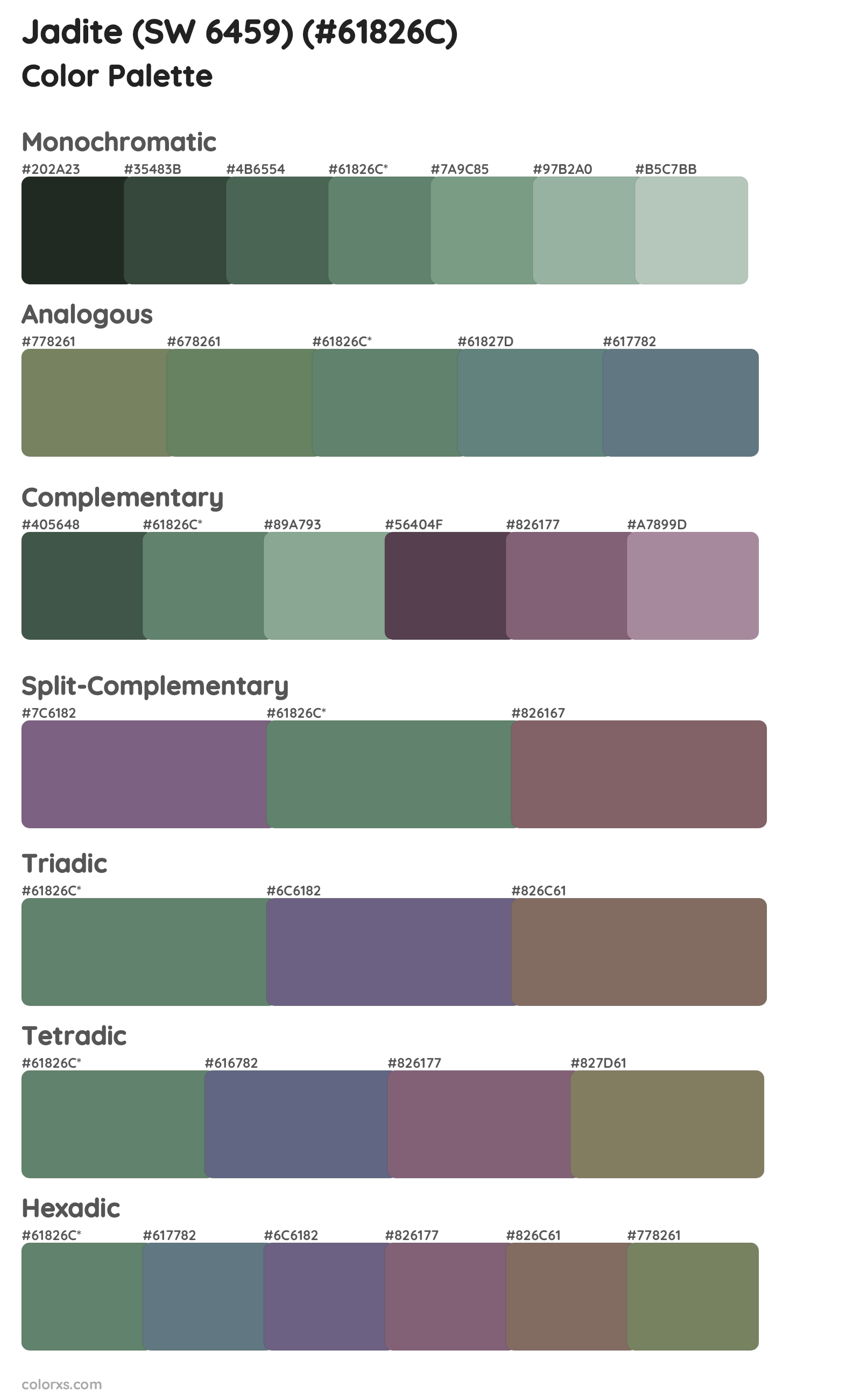 Jadite (SW 6459) Color Scheme Palettes