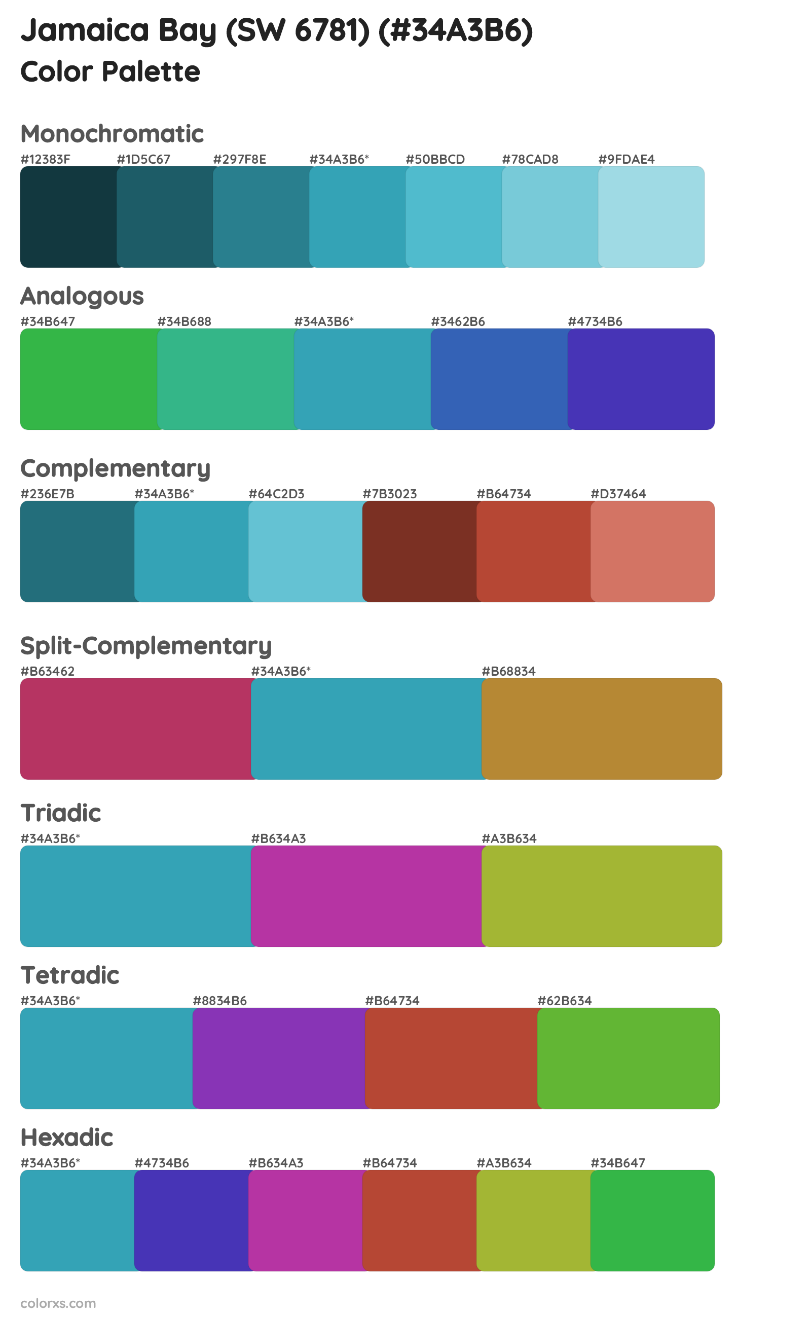 Jamaica Bay (SW 6781) Color Scheme Palettes