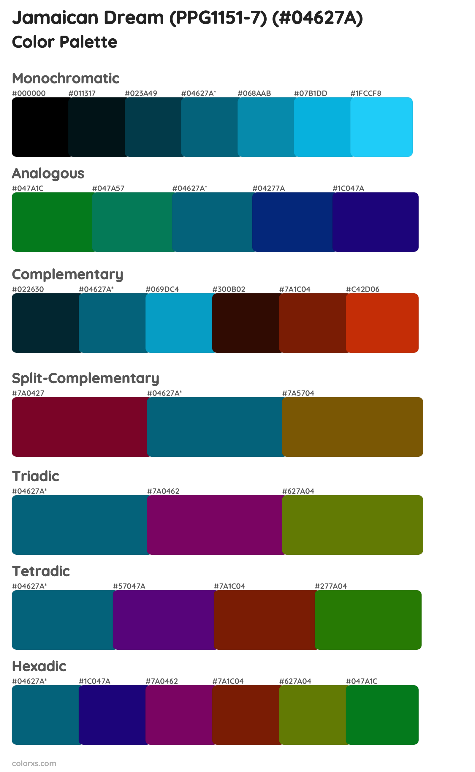 Jamaican Dream (PPG1151-7) Color Scheme Palettes