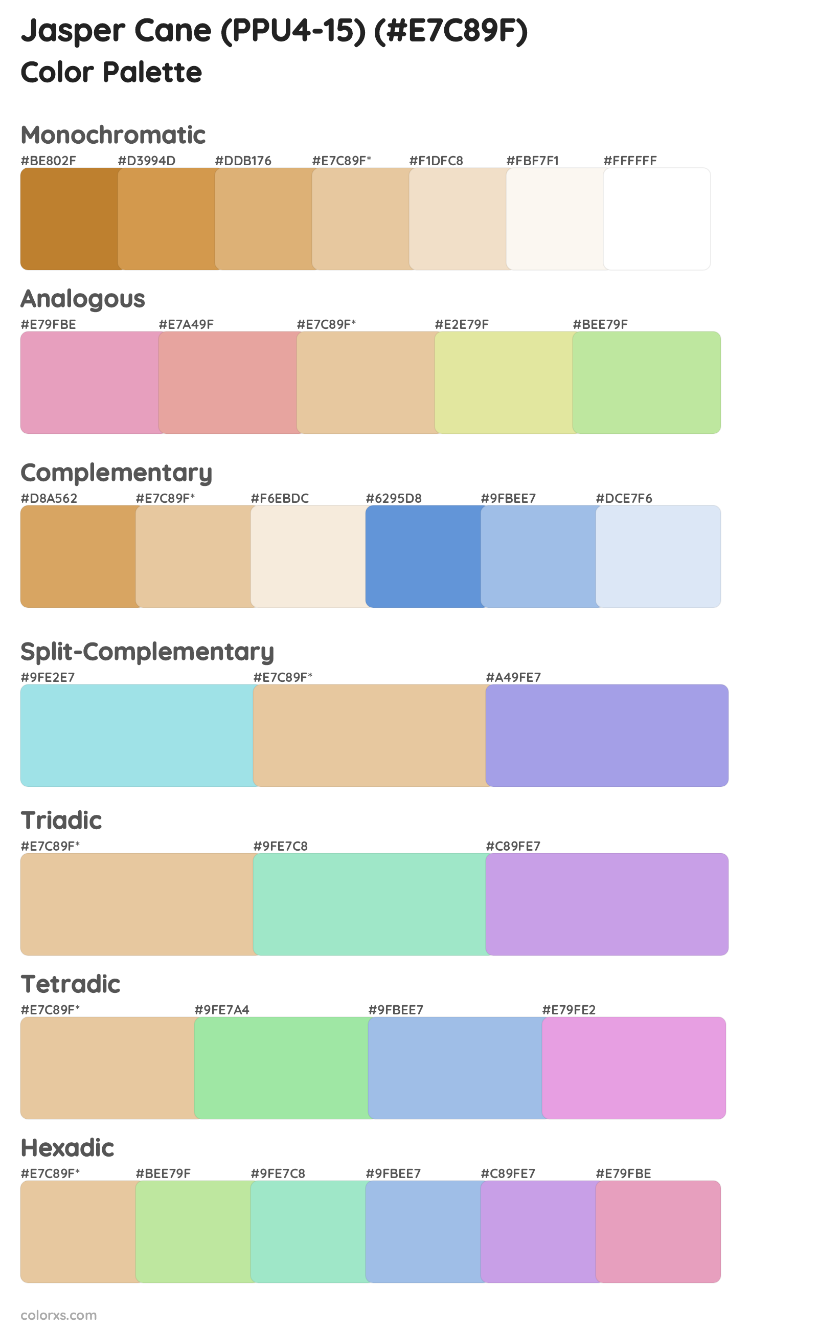 Jasper Cane (PPU4-15) Color Scheme Palettes