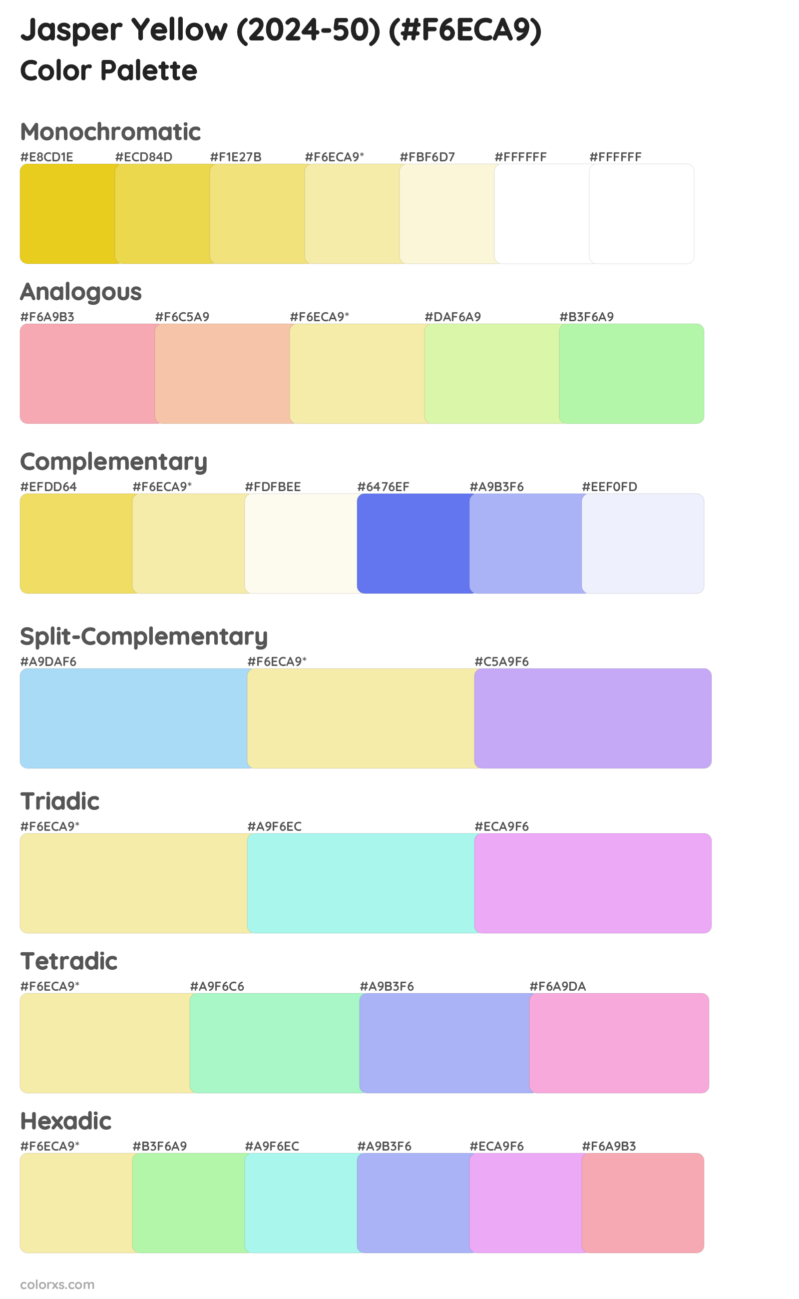 Jasper Yellow (2024-50) Color Scheme Palettes