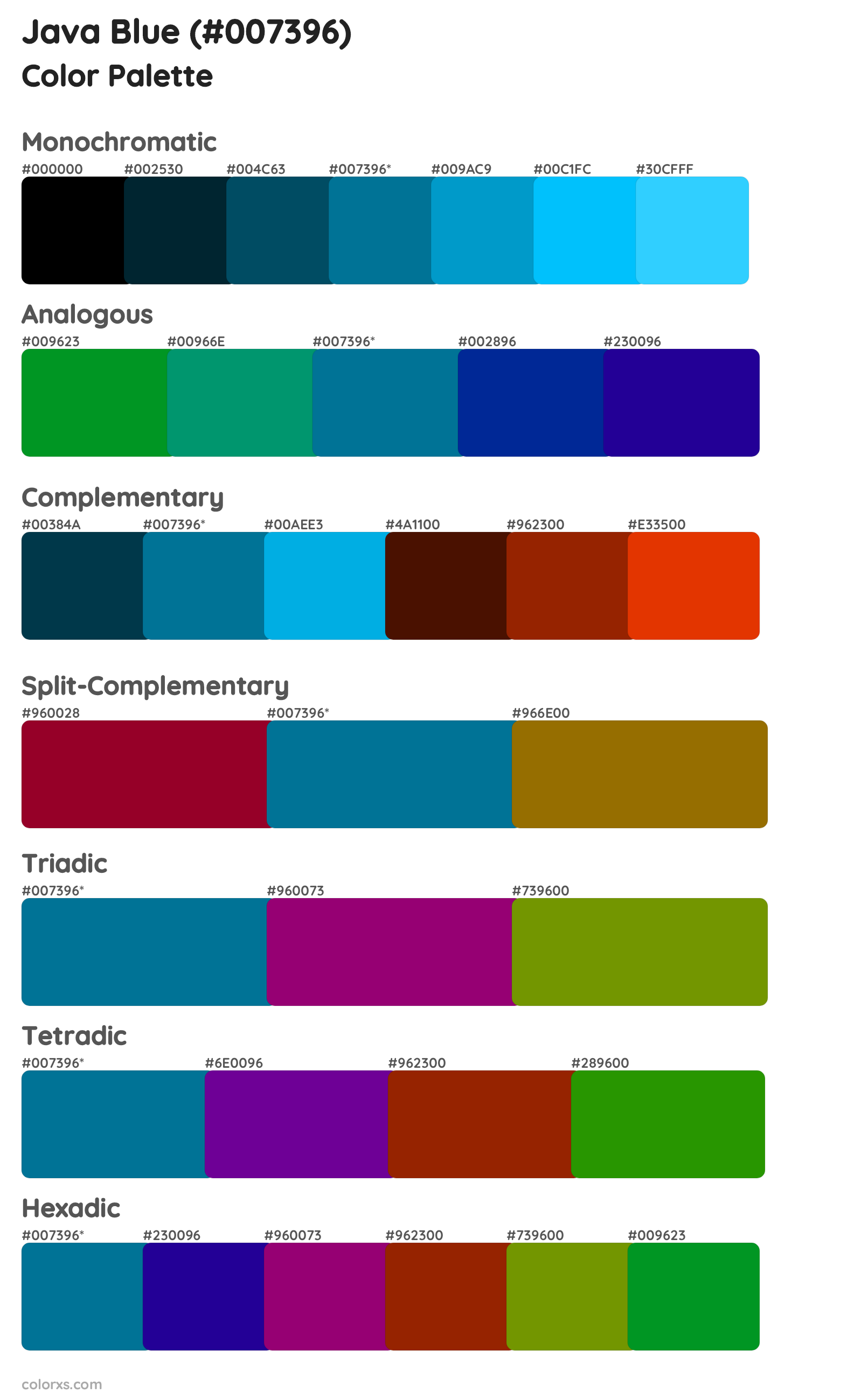 Java Blue Color Scheme Palettes