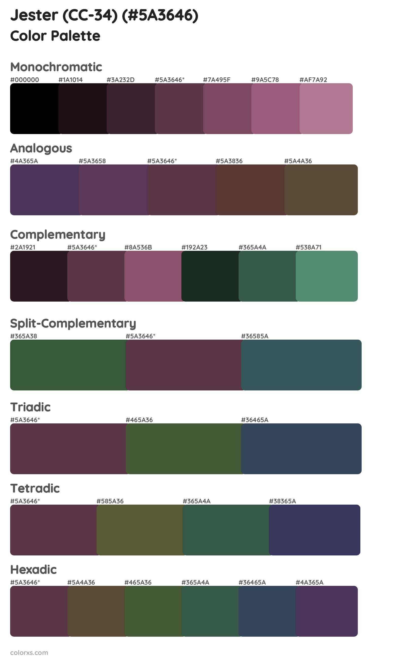 Jester (CC-34) Color Scheme Palettes