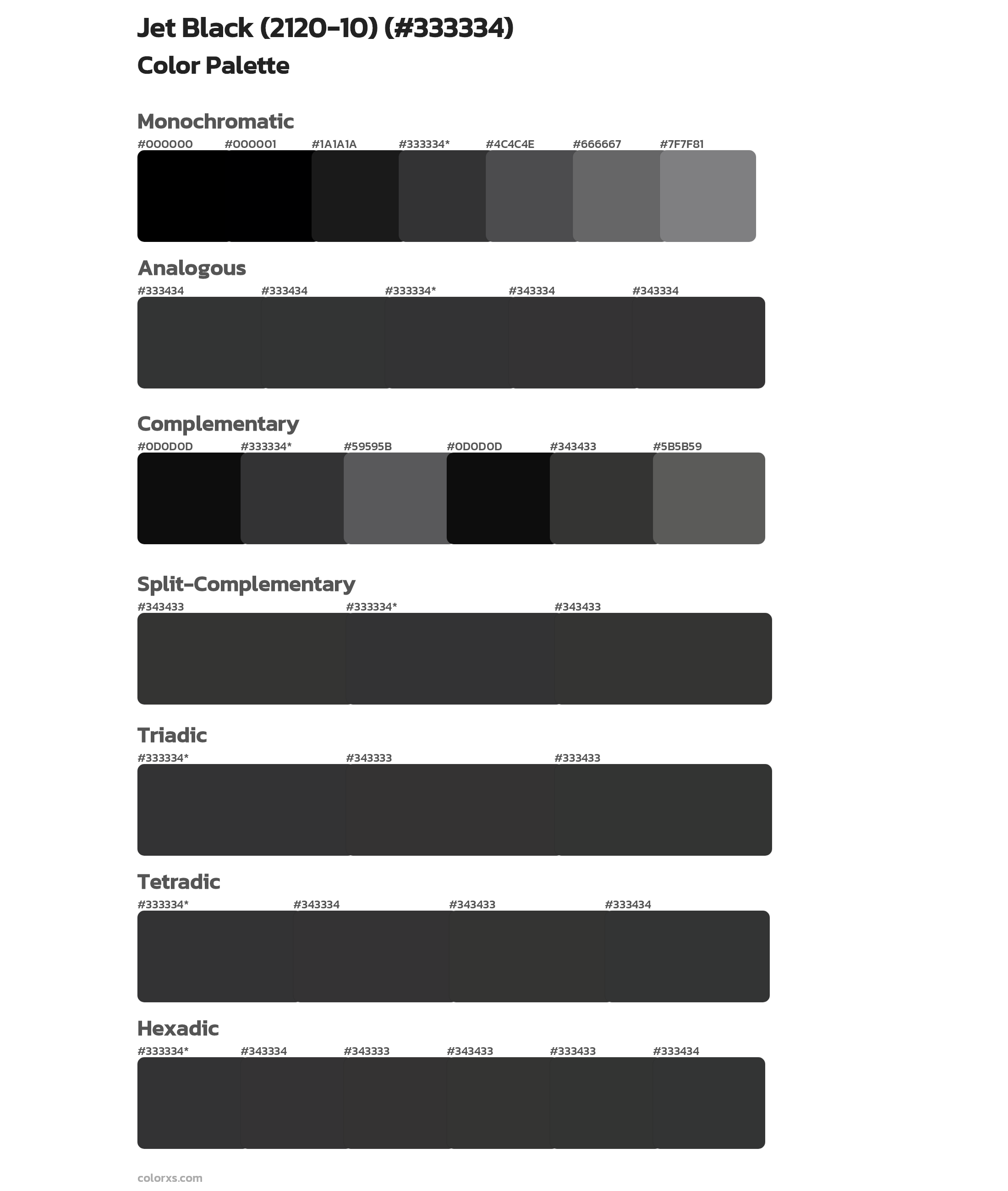 Jet Black (2120-10) Color Scheme Palettes