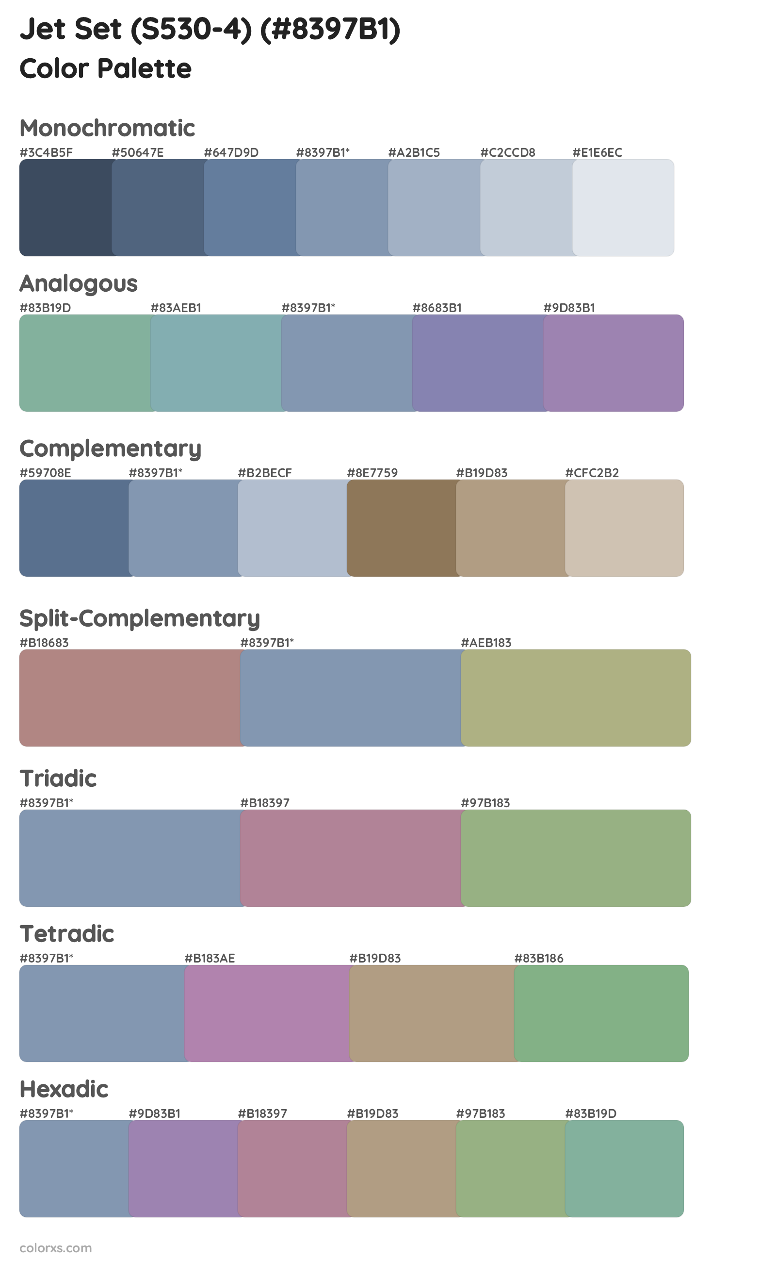 Jet Set (S530-4) Color Scheme Palettes