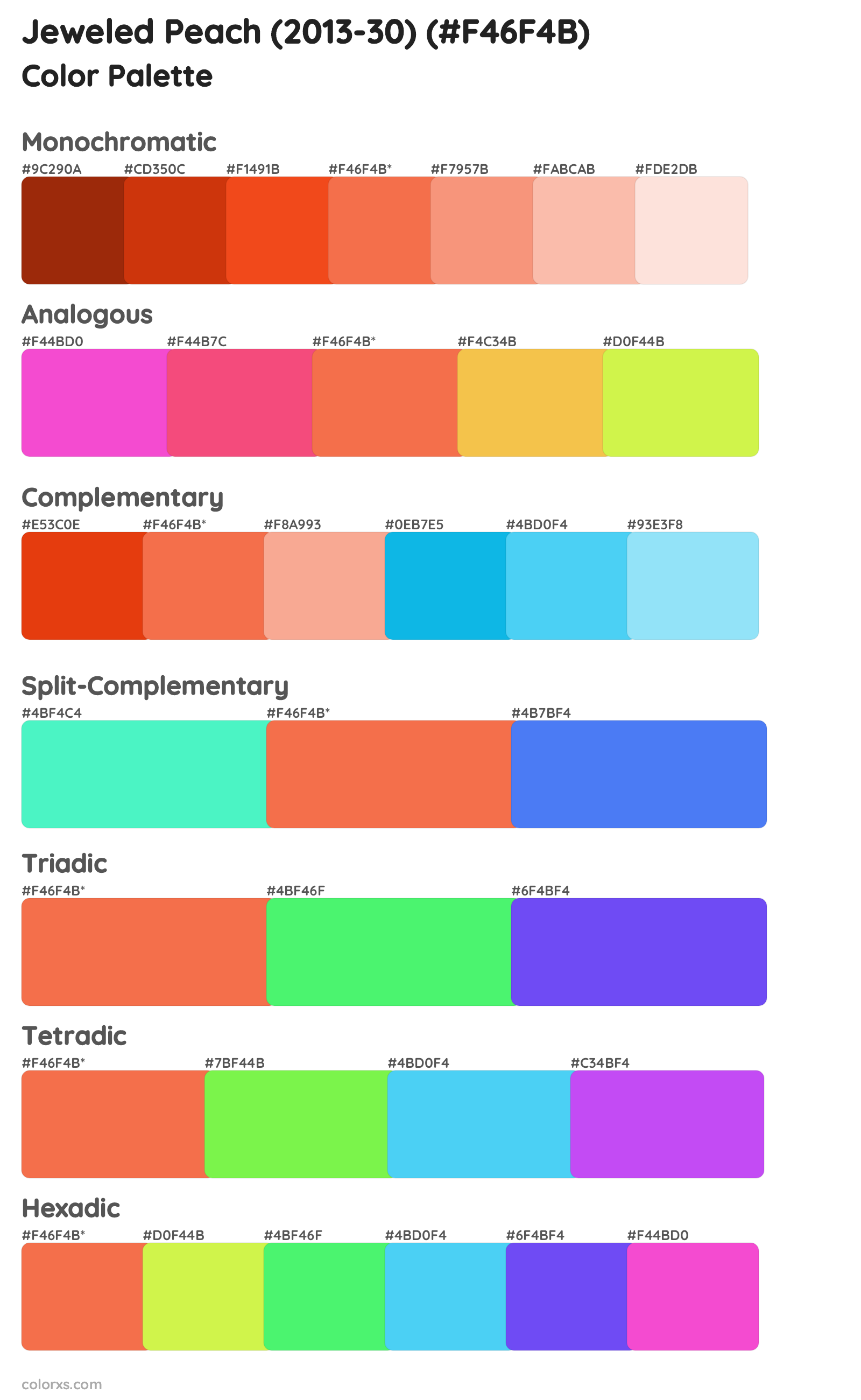 Jeweled Peach (2013-30) Color Scheme Palettes