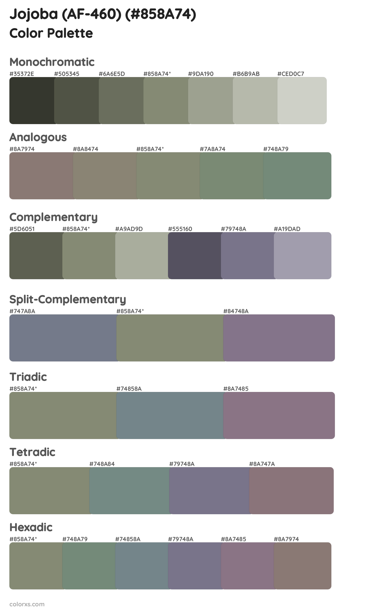 Jojoba (AF-460) Color Scheme Palettes