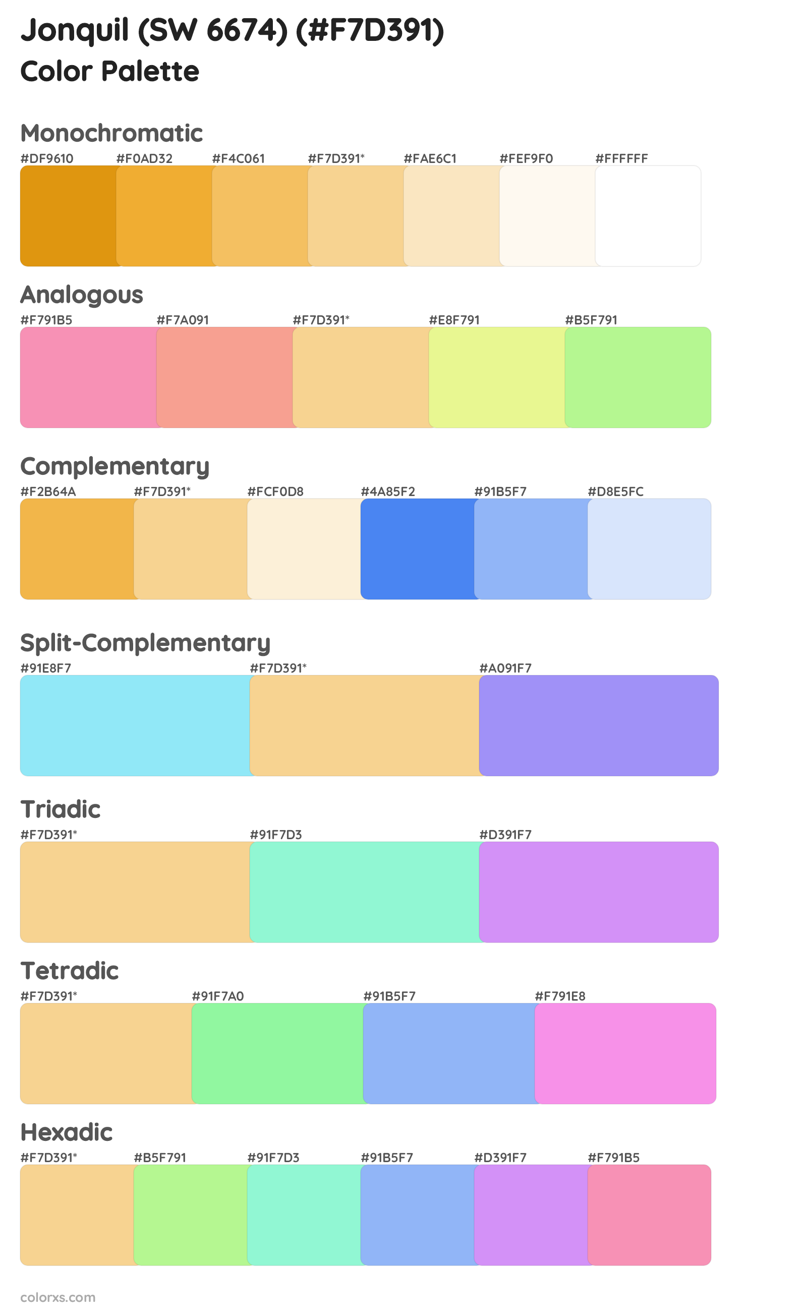 Jonquil (SW 6674) Color Scheme Palettes