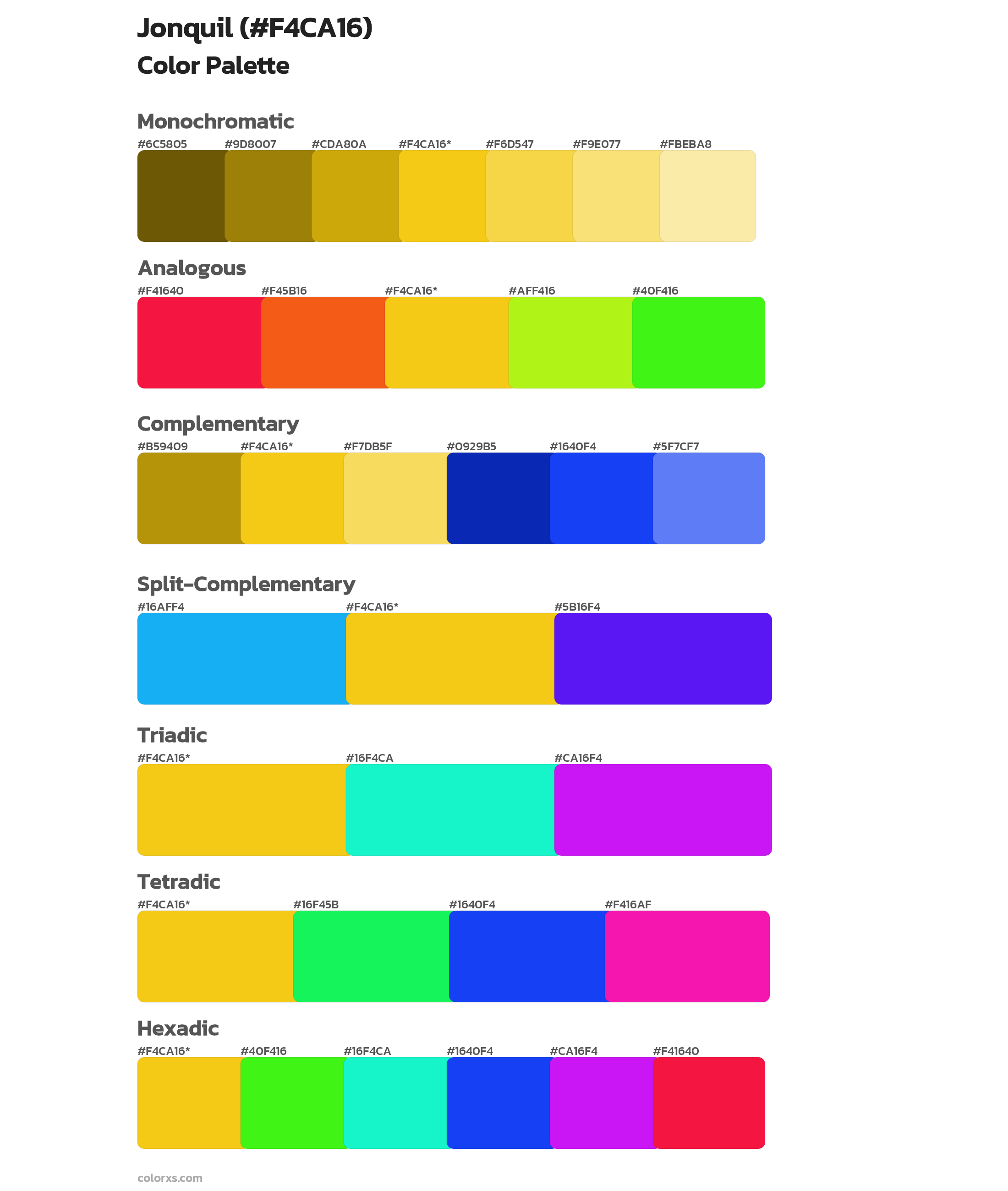 Jonquil Color Scheme Palettes